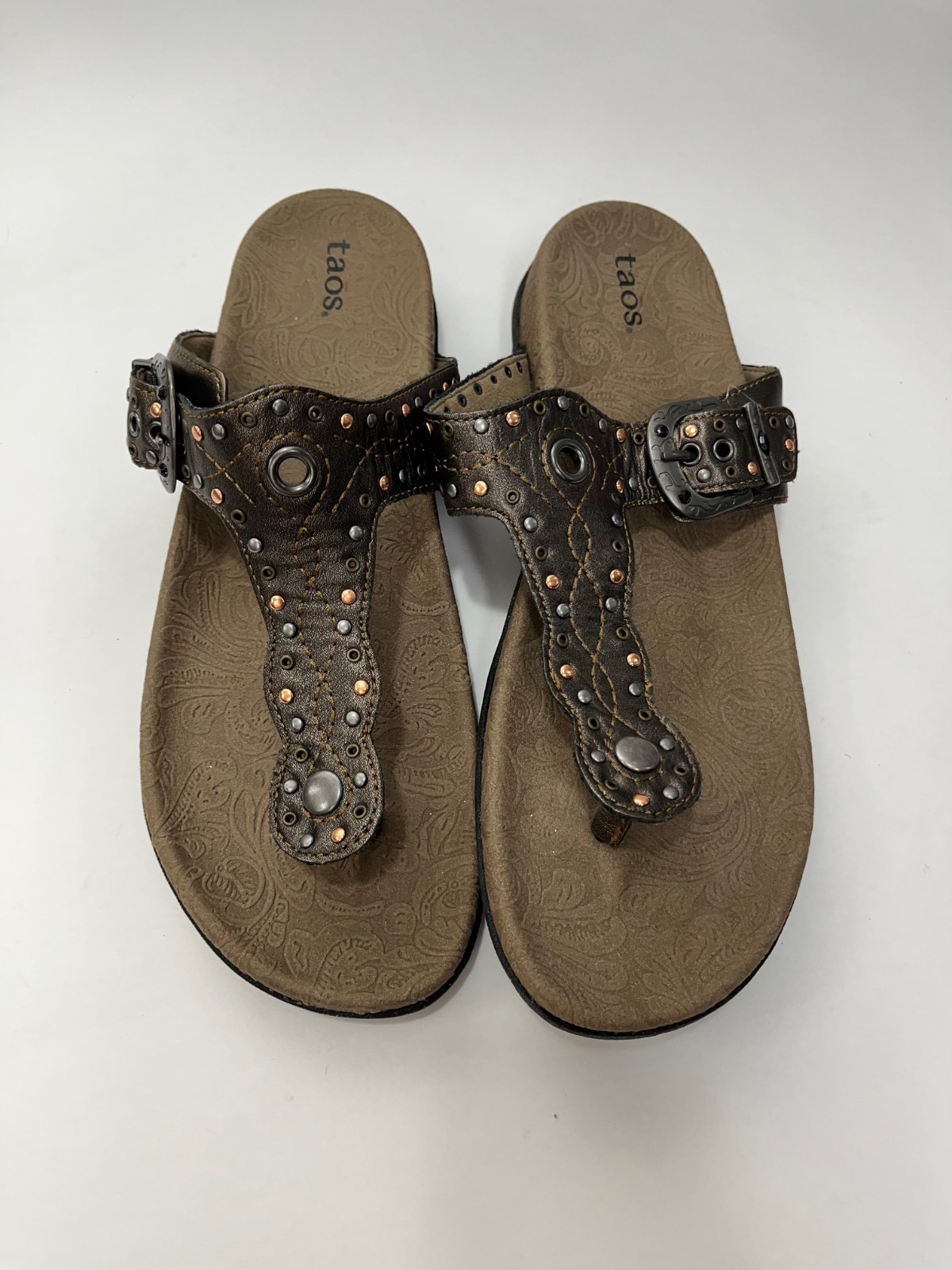Taos Siren Dark Brown W/metal Accents Sandal Womens US 10 NWOT