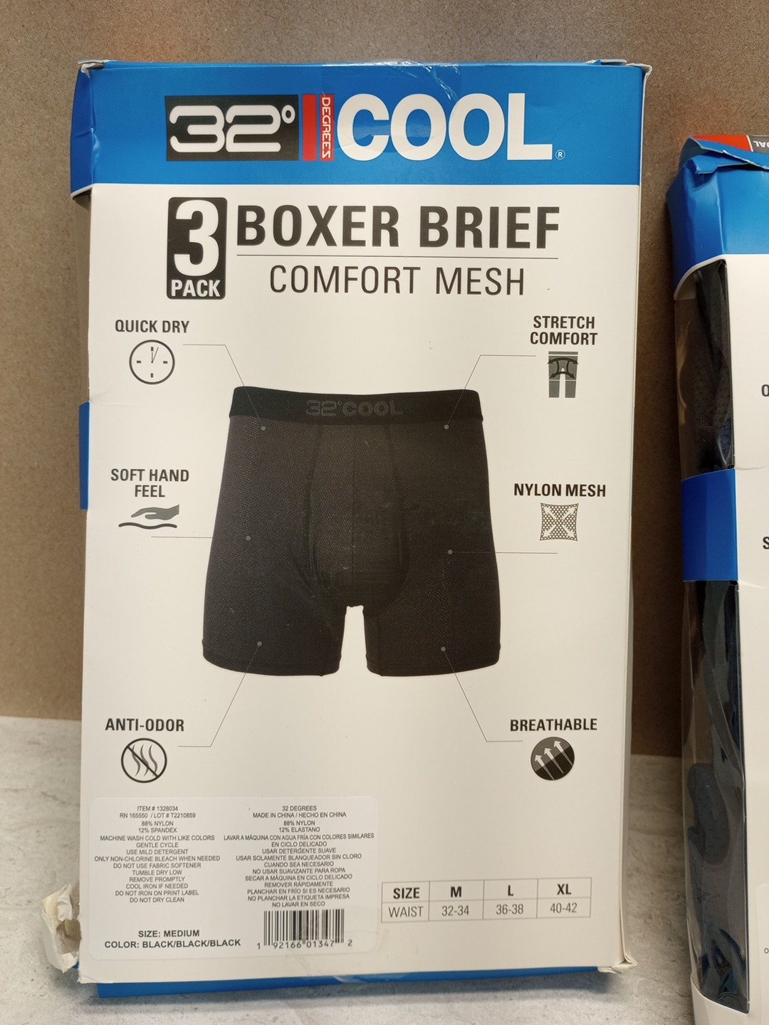 6 Pack – 32 Degrees Cool Men’s Comfort Mesh Boxer Brief Multicolor Sz. M