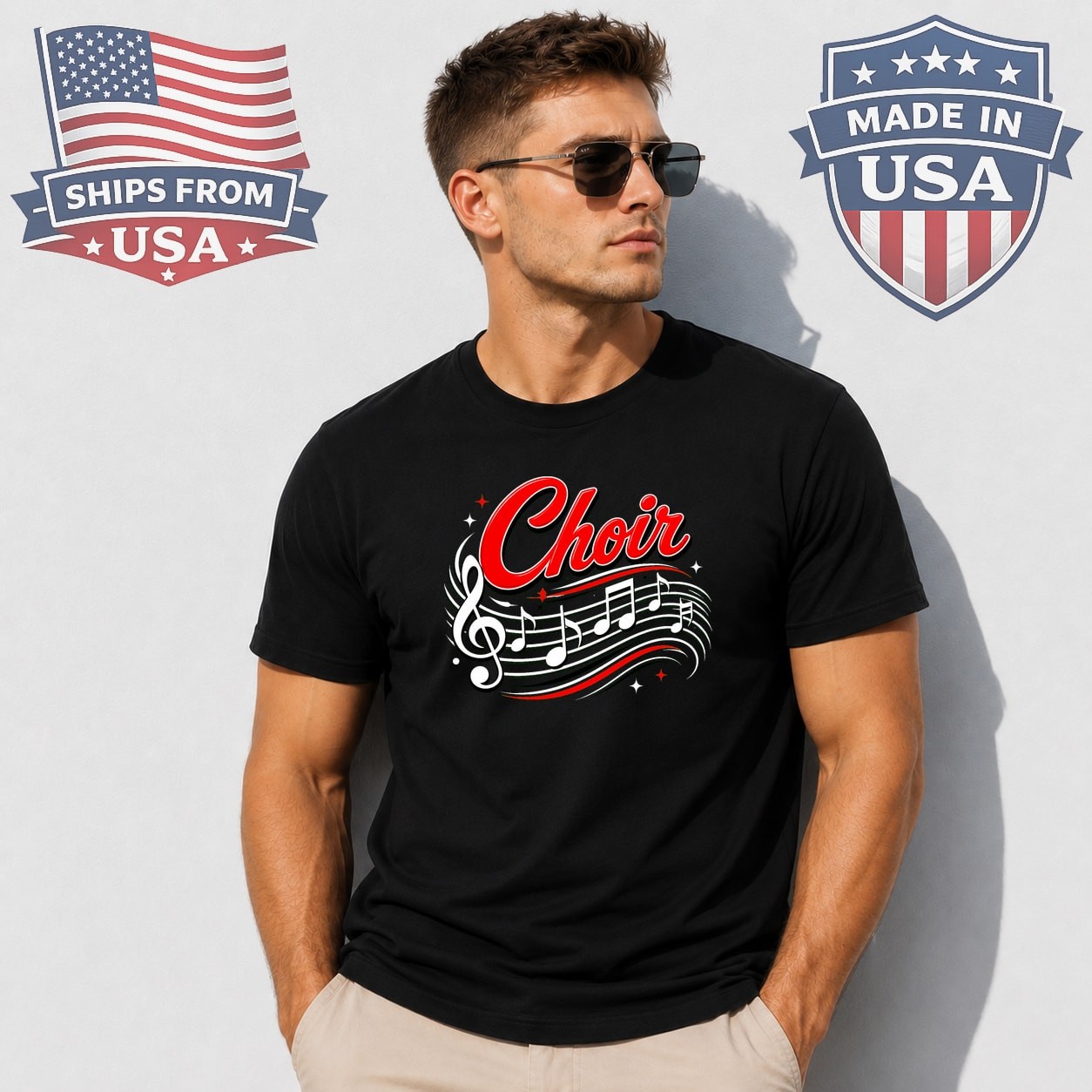 Choir Musical Notes Graphic T-Shirt