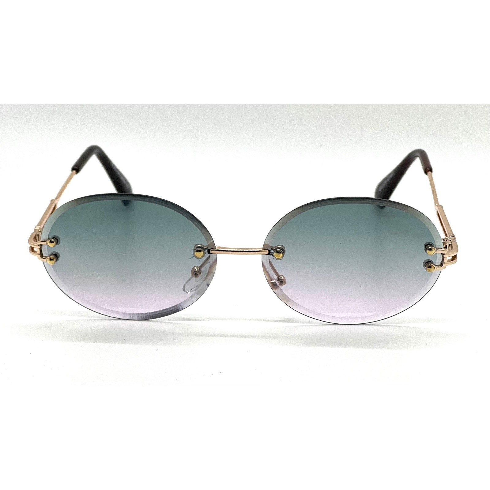 Rimless Oval Sunglasses Gradient Lens Fashion Street Wear Outdoor Hip Hop Lentes