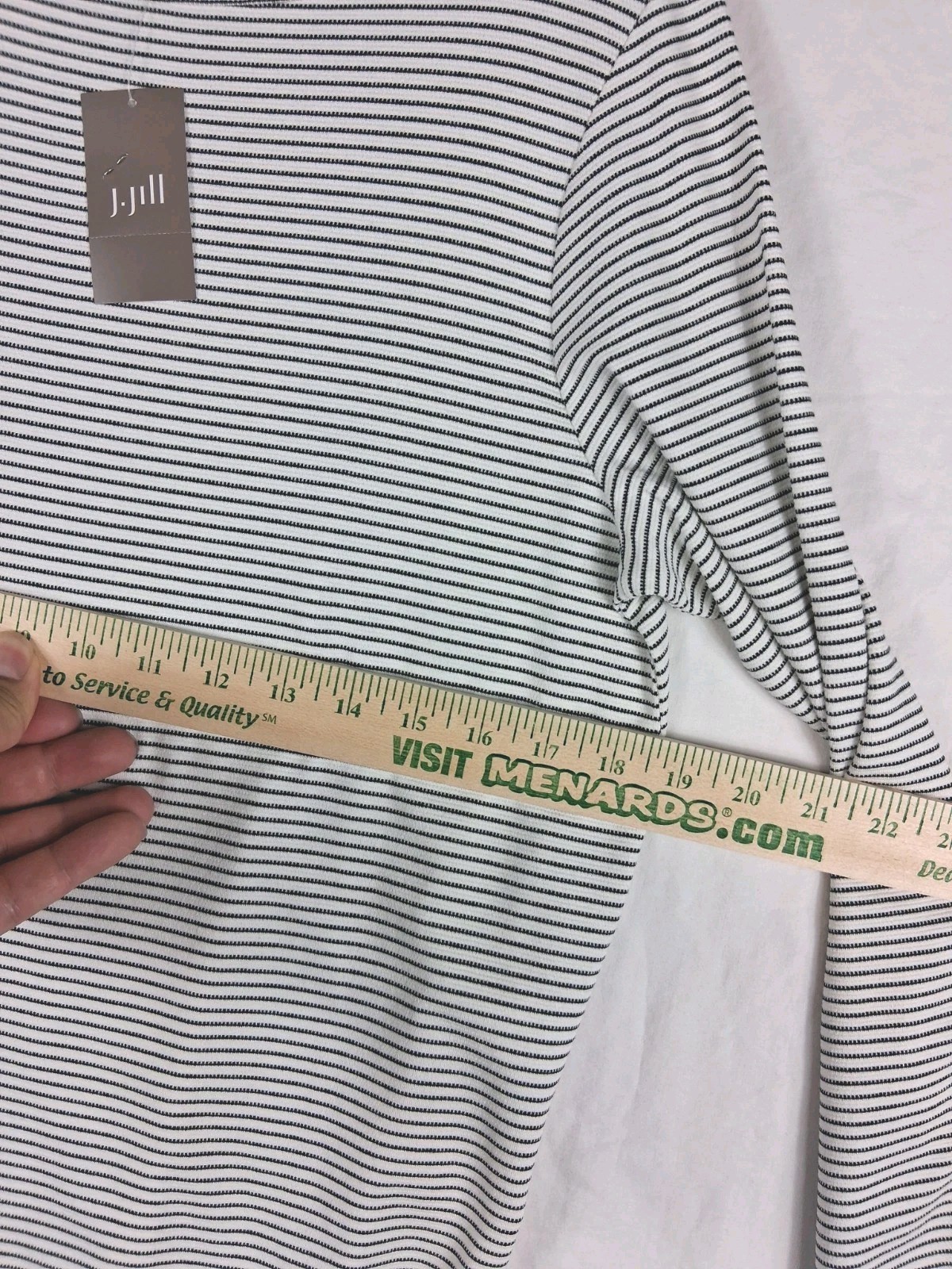​J Jill Wearever Womens Top NWT Medium MP Petite Black White Striped Boatneck