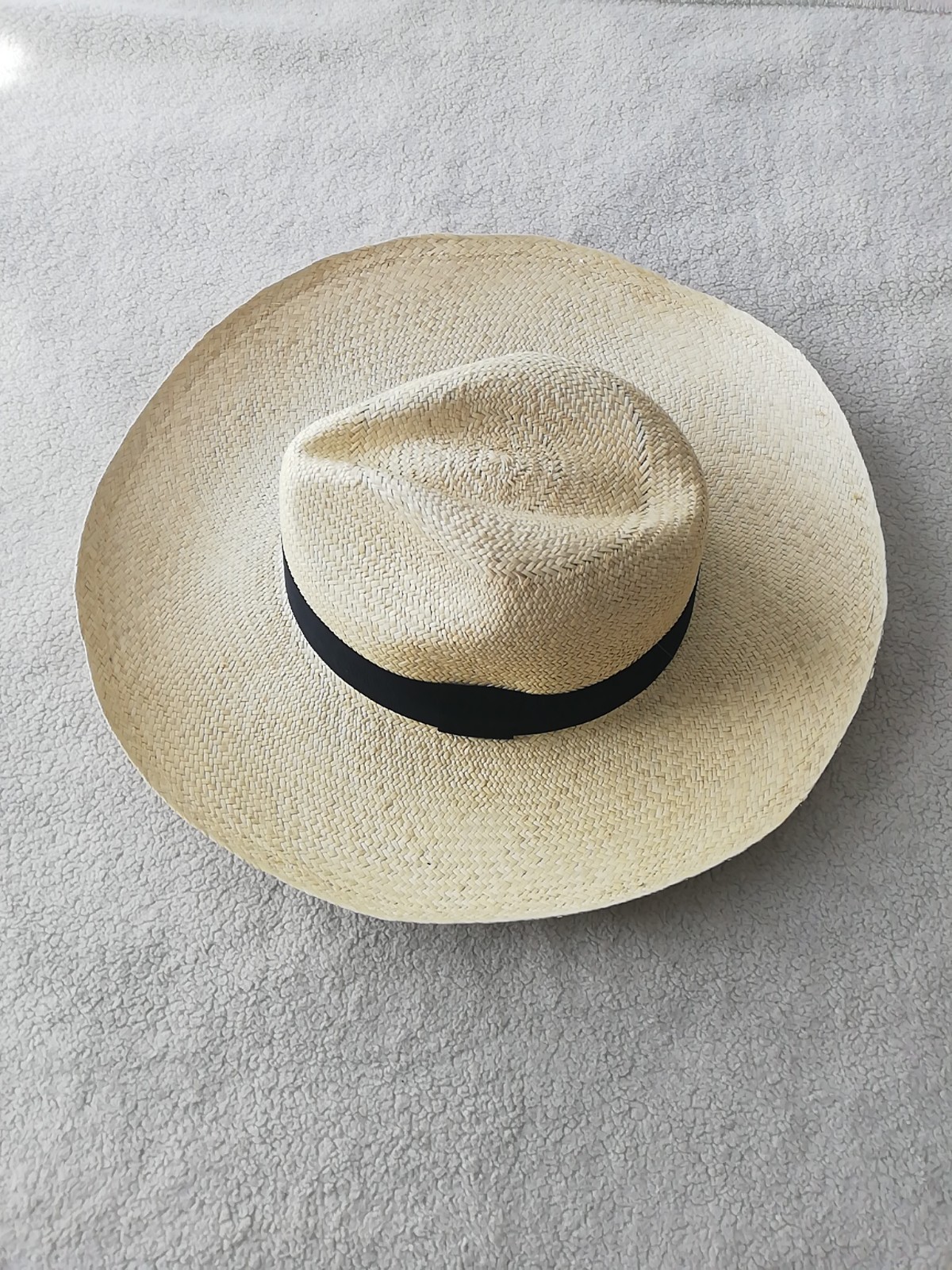 GENUINE ECUADOR HAT “PANAMA HAT” 100% TOQUILLA STRAW LARGE 60Cm CLASSIC BEIGE