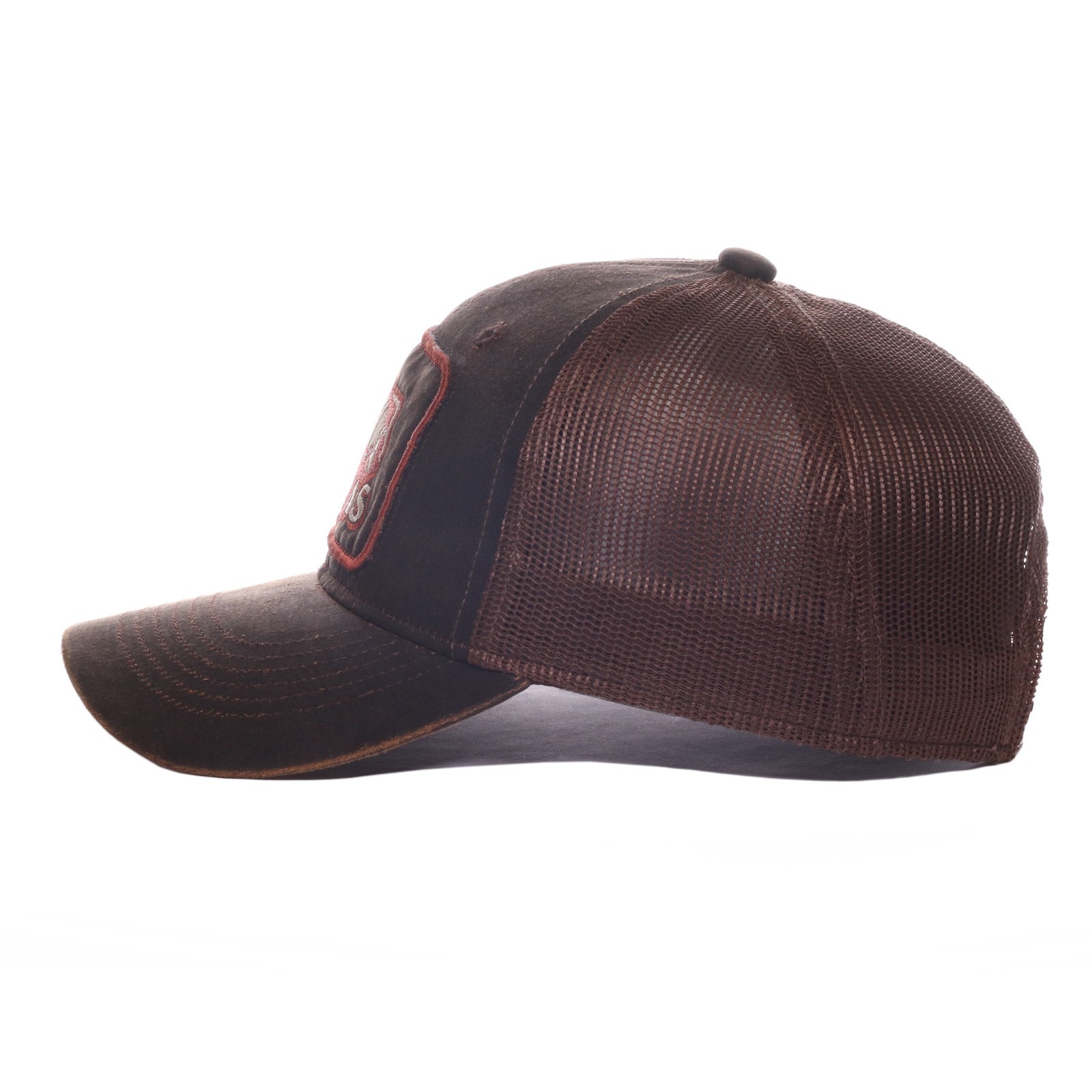Texas Armadillo Trucker Hat, Brown Cotton Blend Mesh Back Snapback Cap
