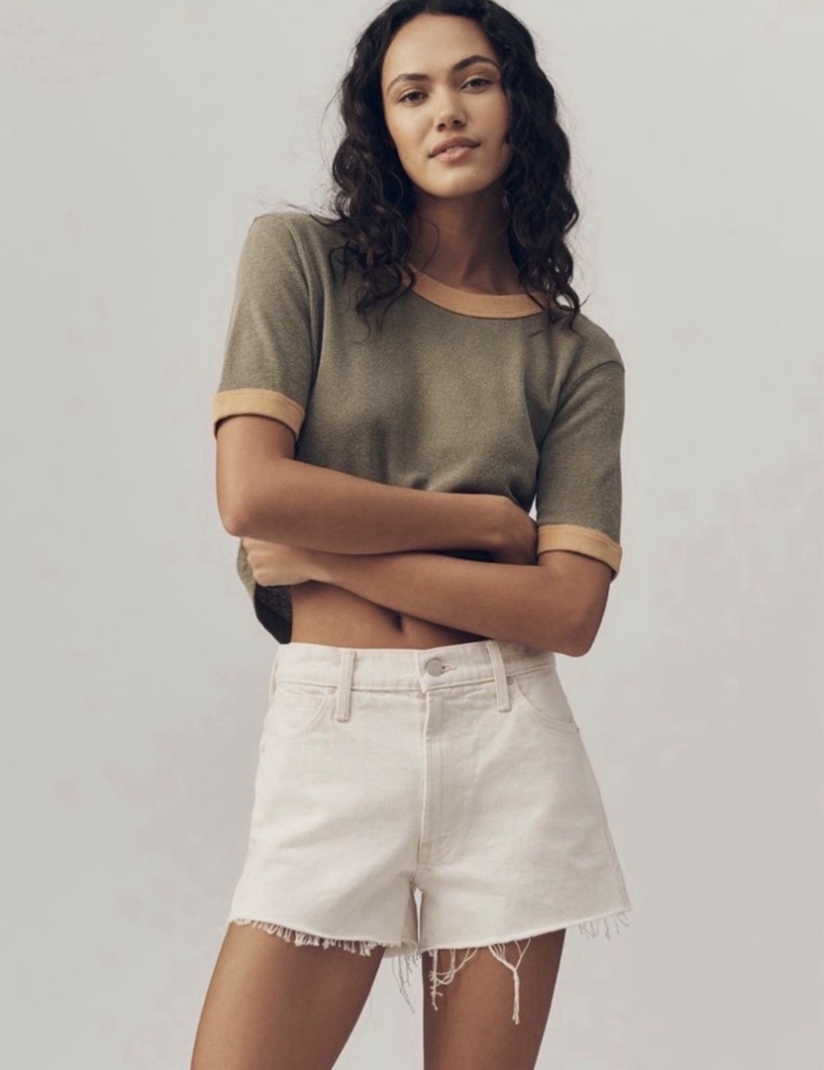 NWT MOTHER Dodger Fray Cut-Off Shorts Natural Selection Cream-colored SZ 27