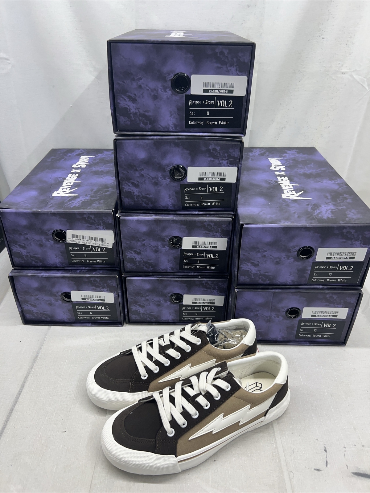NEW! Revenge X Storm Vol. 2 Lo-Top Brown/White Sneakers – Unisex – NIB