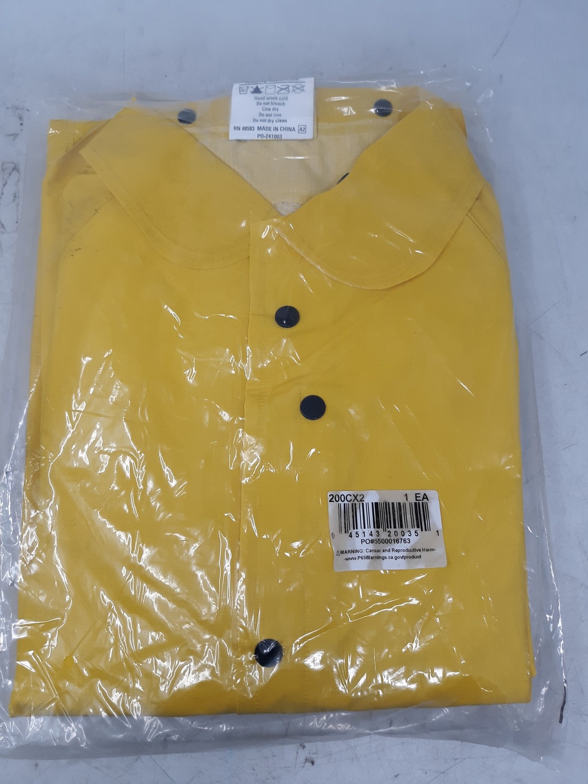 MCR Safety 200C Yellow Waterproof Rain Jacket Men’s Size 2XL Snap Front