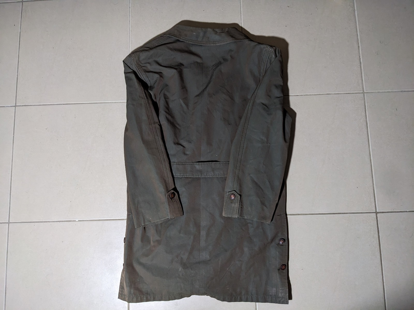 Vintage German Hettlage Valmeline Olive Overcoat Raincoat Mac Coat Mens L