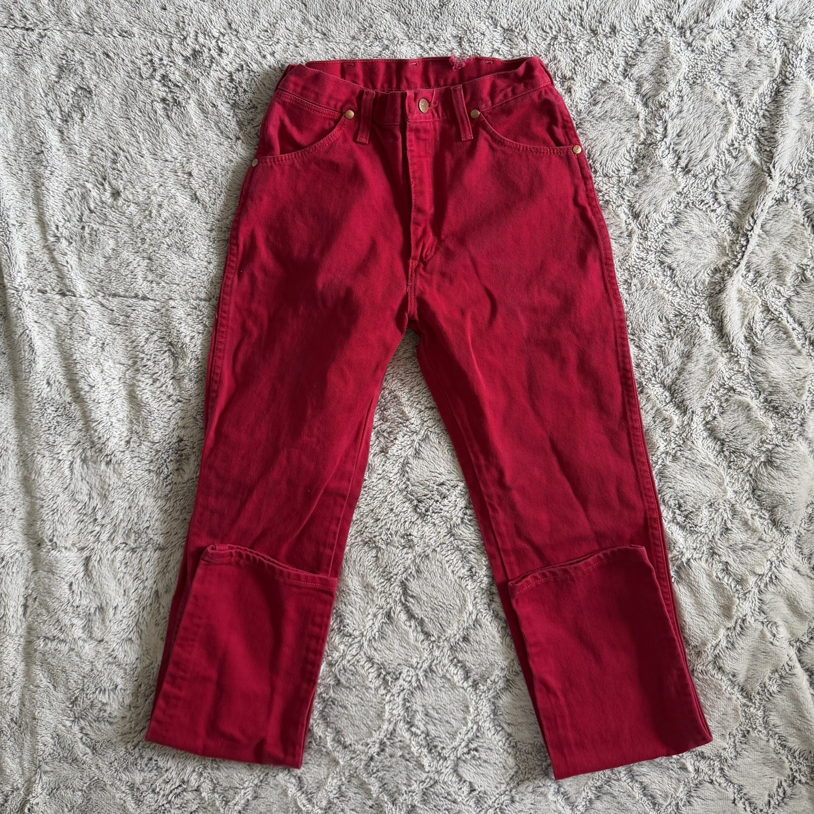 Vintage 80’s Wrangler Slim Straight Leg Red Jeans Women 7×34 Made in USA 14MWZMR