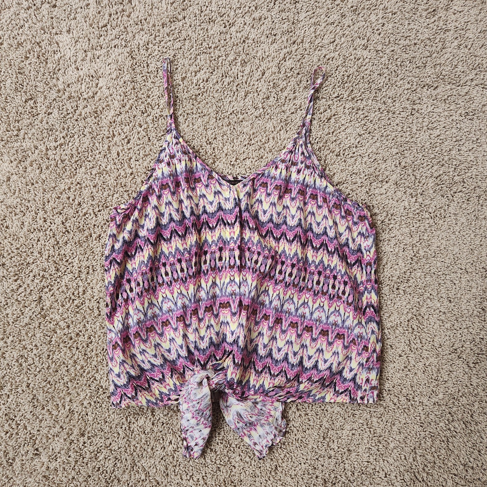 Victoria’s Secret Ikat Print Tie Front Tank Cami Size L