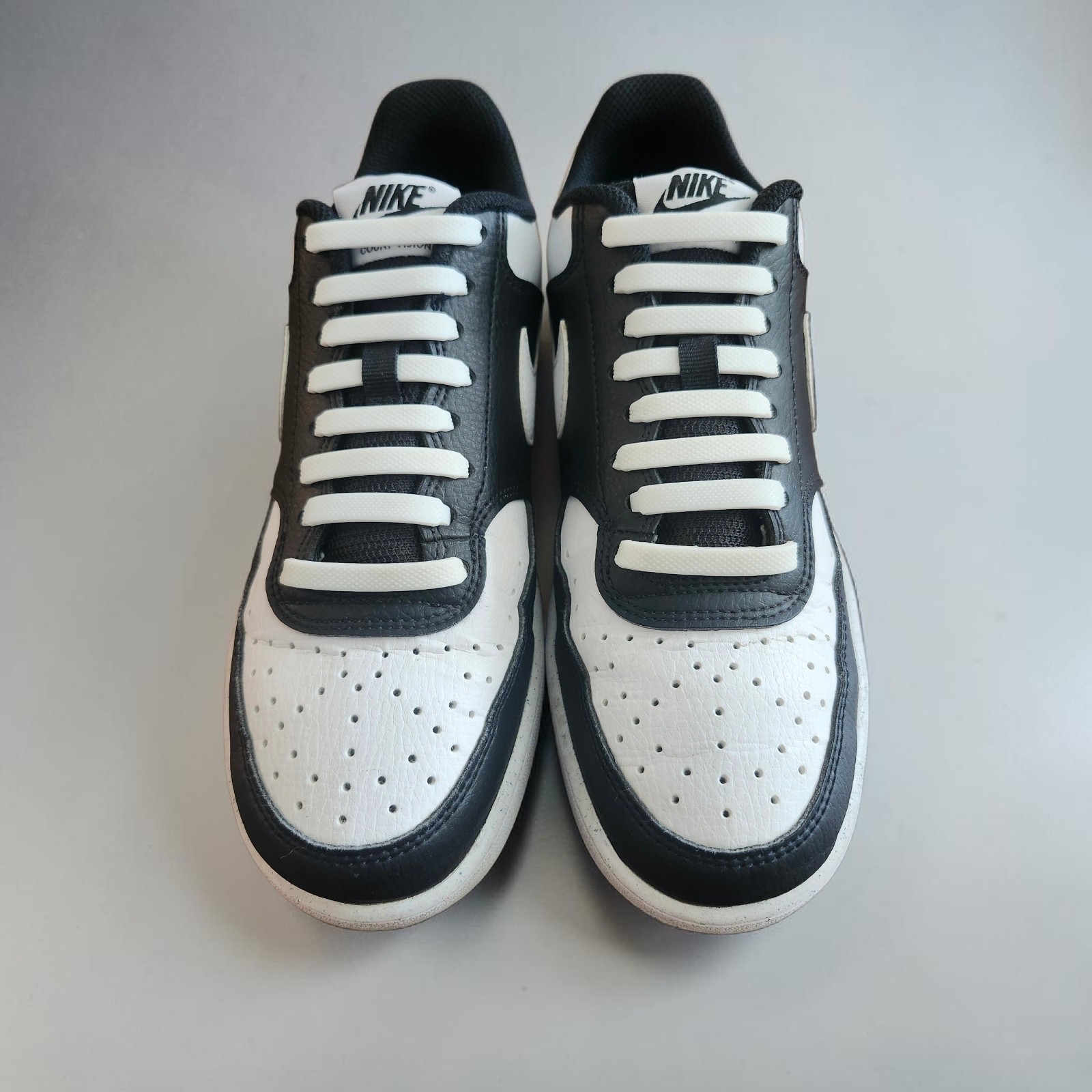 Nike Court Vision Low Men’s Leather Lace-Up Sneakers Black/White HM9862-001
