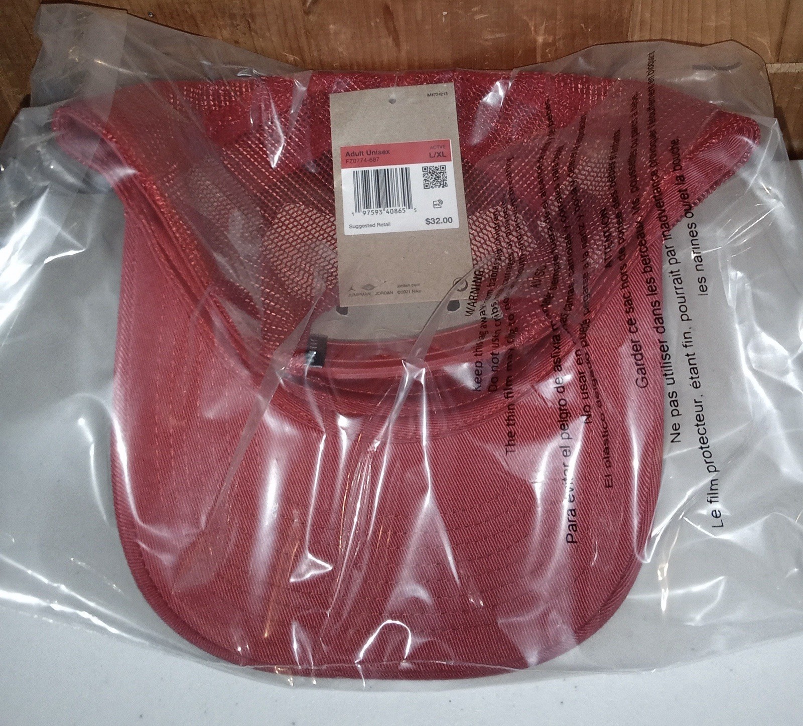 NIKE Jordan Rise Structured Trucker Hat Cap Gym Red/Black L/XL FZ0774-687 NEW