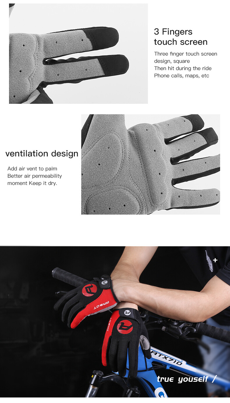 Men Full Finger Bicycle Gloves Anti Slip Gel Pad Motorcycle MTB Road Bike Glove