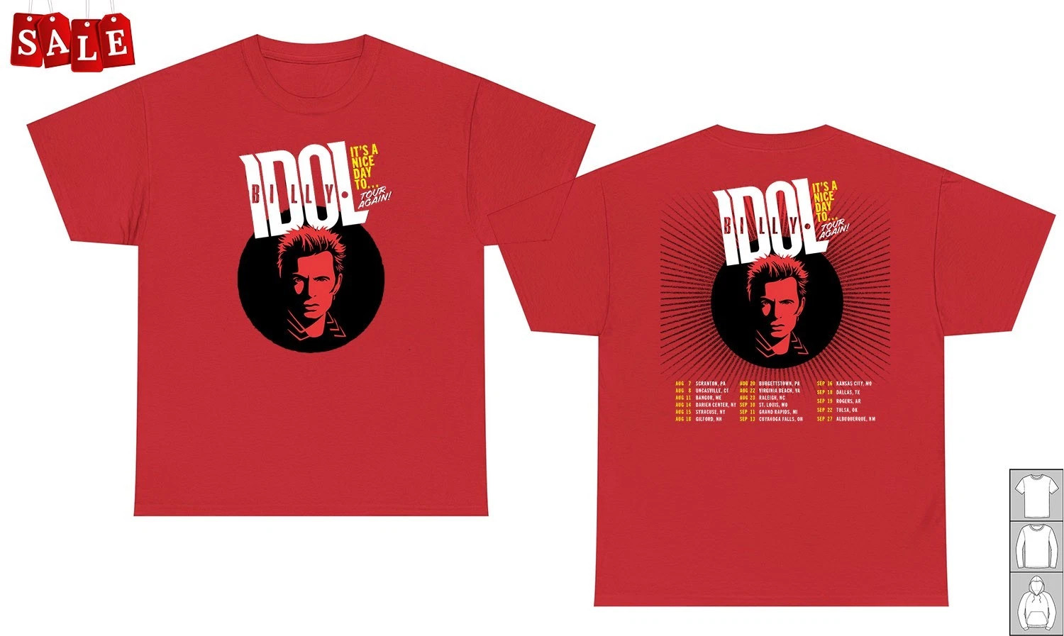 Billy Idol It’s A Nice Day To Again 2026 Tour Shirt Men Women S-5XL SE1785
