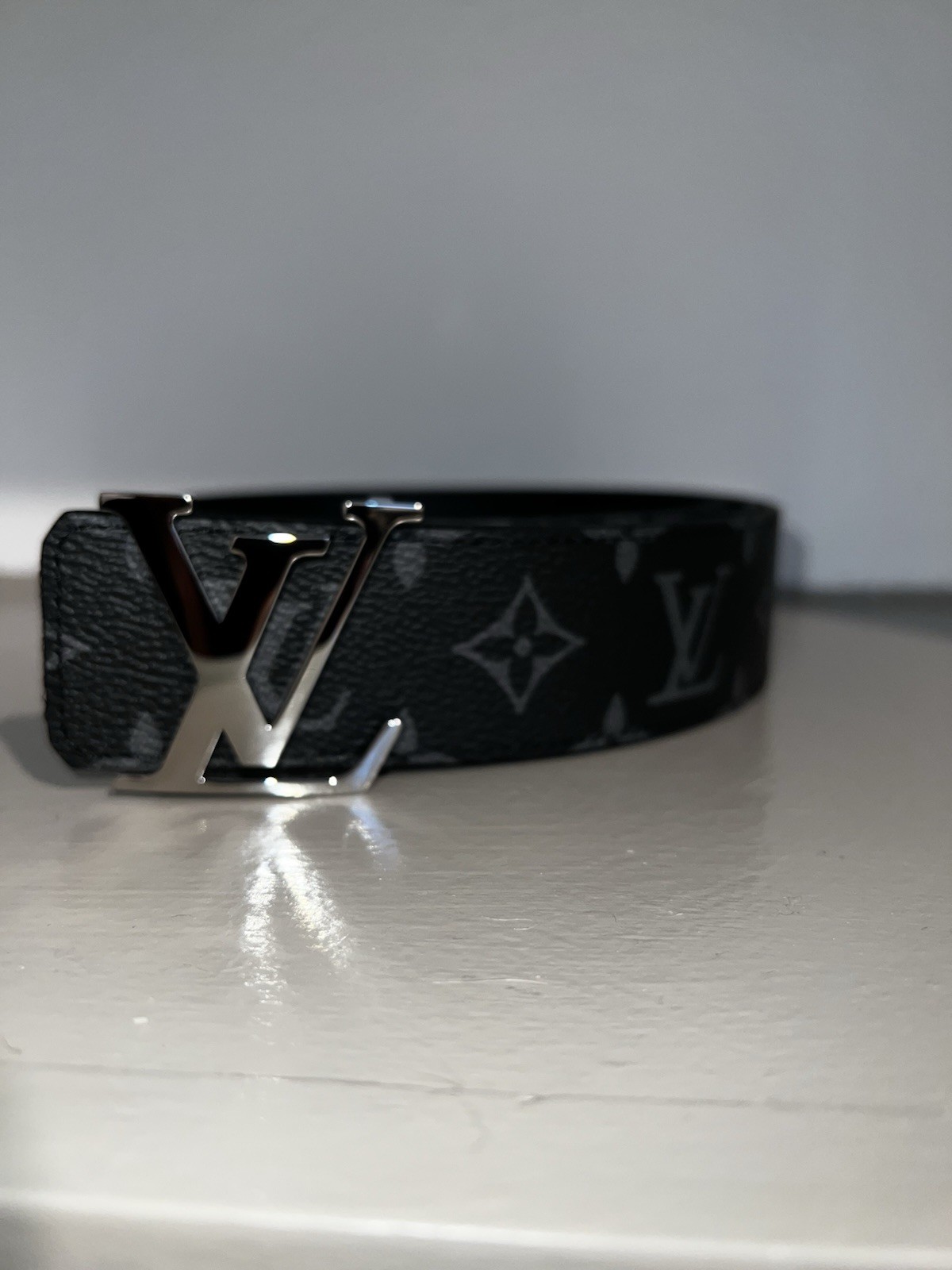 Louis Vuitton Women’s Monogram Basic Belt Black/Gray LV Logo Buckle