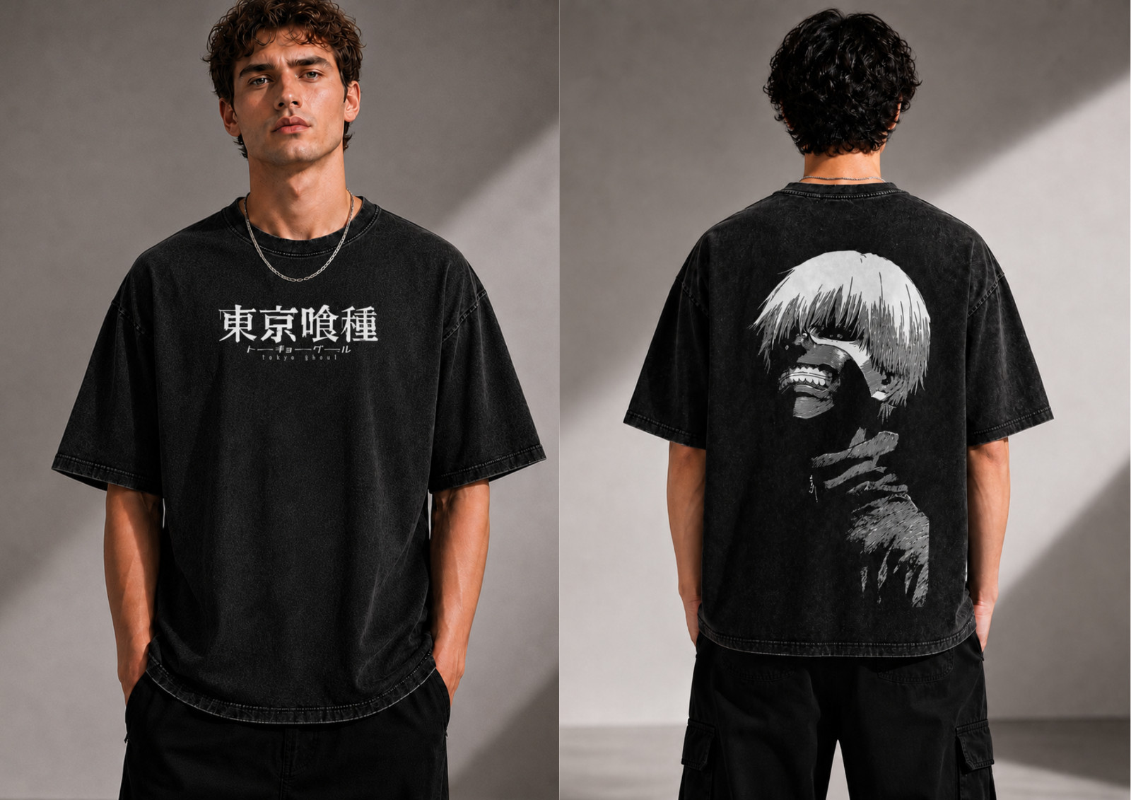 Tokyo Ghoul Ken Acid Washed Oversized Anime T-Shirt Graphic Tee
