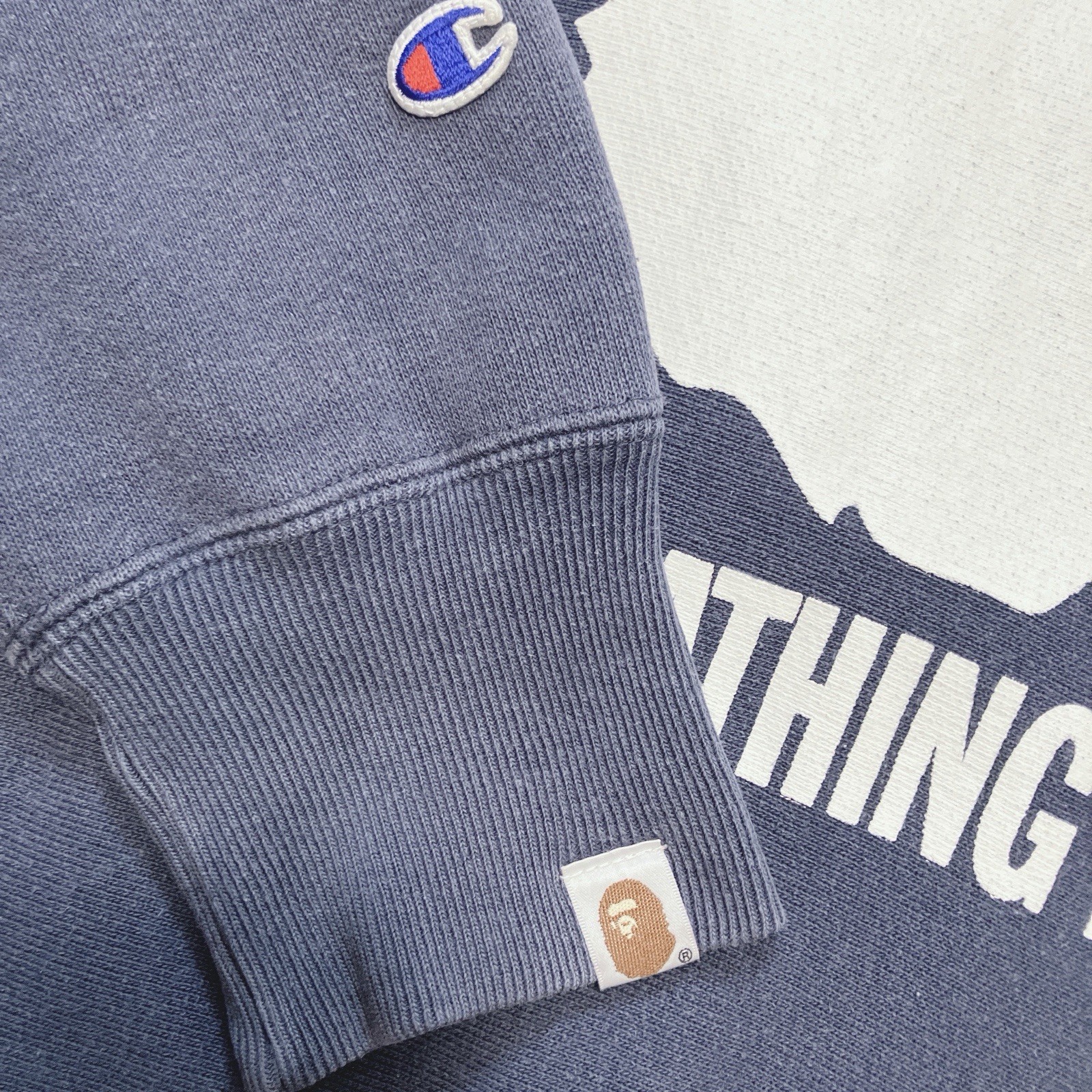 A BATHING APE Champion Reverse Weave Logo Print Sweatshirt Men’s Size XL Japan