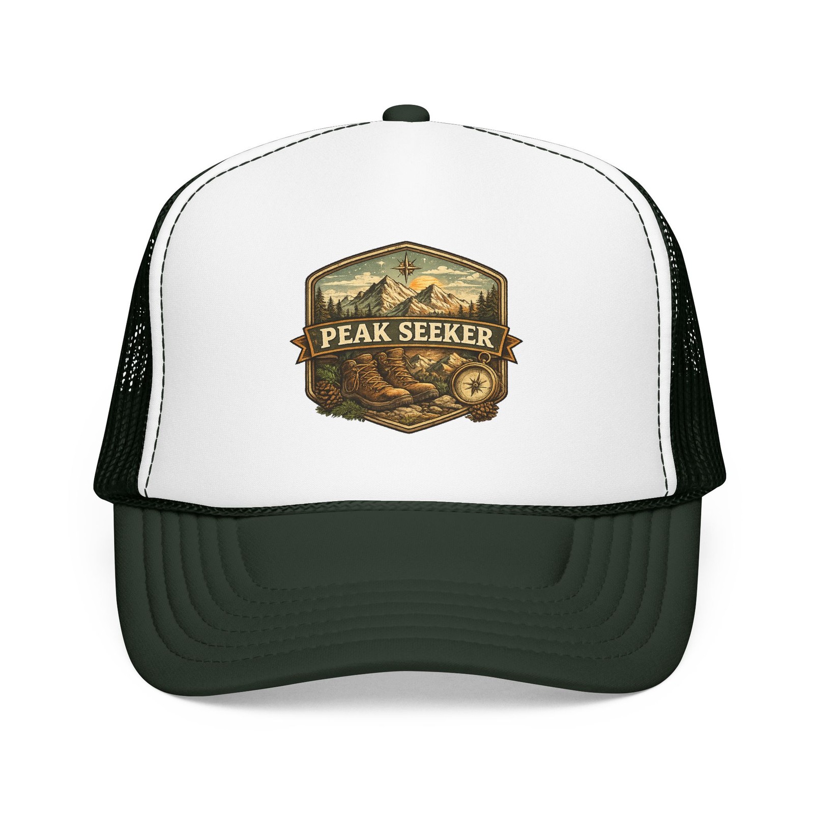 Mountain Adventure Trucker Hat – Peak Seeker Hiking Graphic Snapback