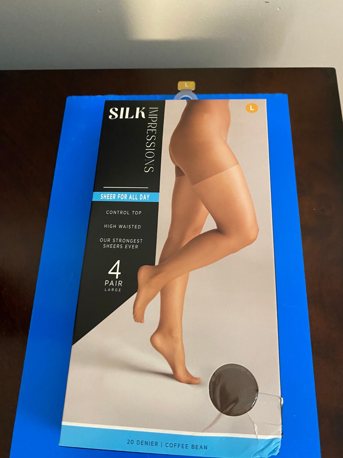 NEW SIZE LARGE SILK IMPRESSIONS SHEER SUPPORT 20D COFFEE BEAN HIGH WAISTED 4PK