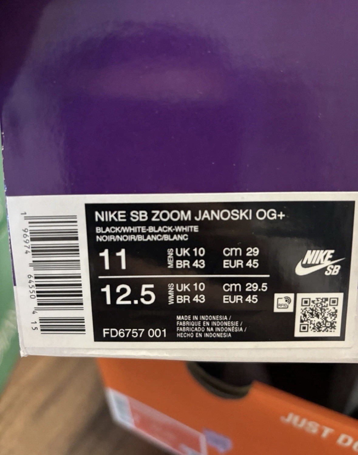 Nike Zoom Stefan Janoski OG + SB Black White FD6757-001 Men’s Shoe / Skate Size