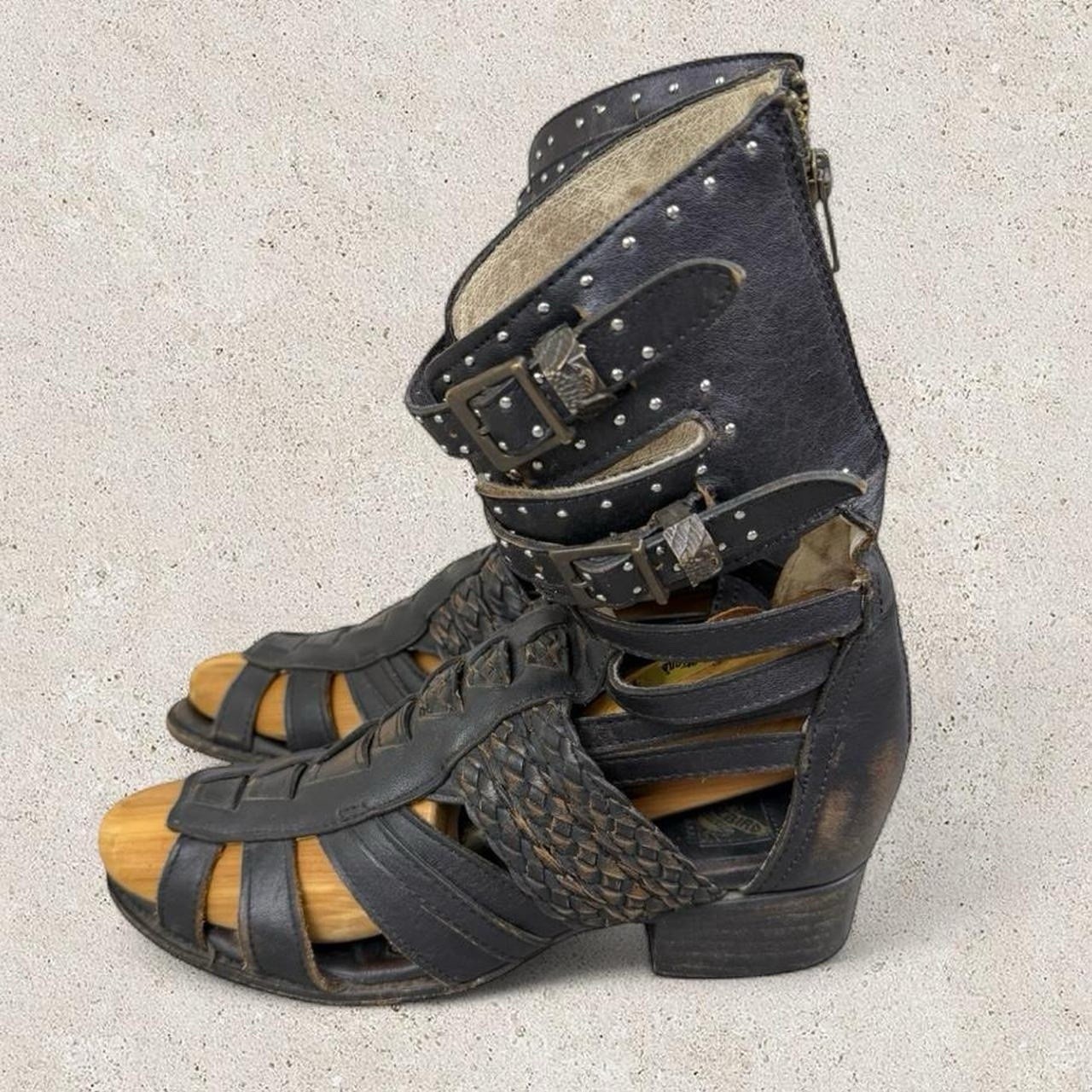 Freebird Moonflower Gladiator Sandals Boot Size 11 Black Festival Boho Buckles
