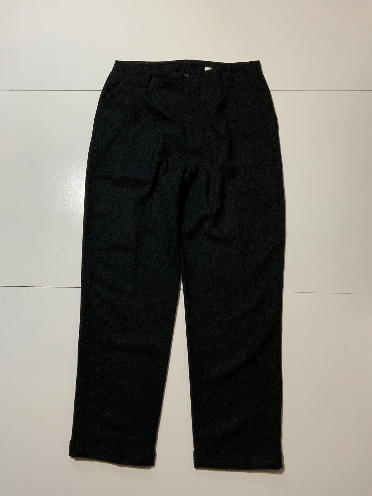 Vintage 80s Studio Tokyo International Japan Wool Black Pleated Cuffed Pants 36