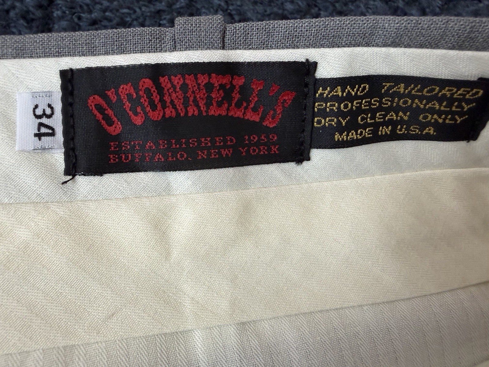 O’Connell’s 34L grey wool trousers- NWT: