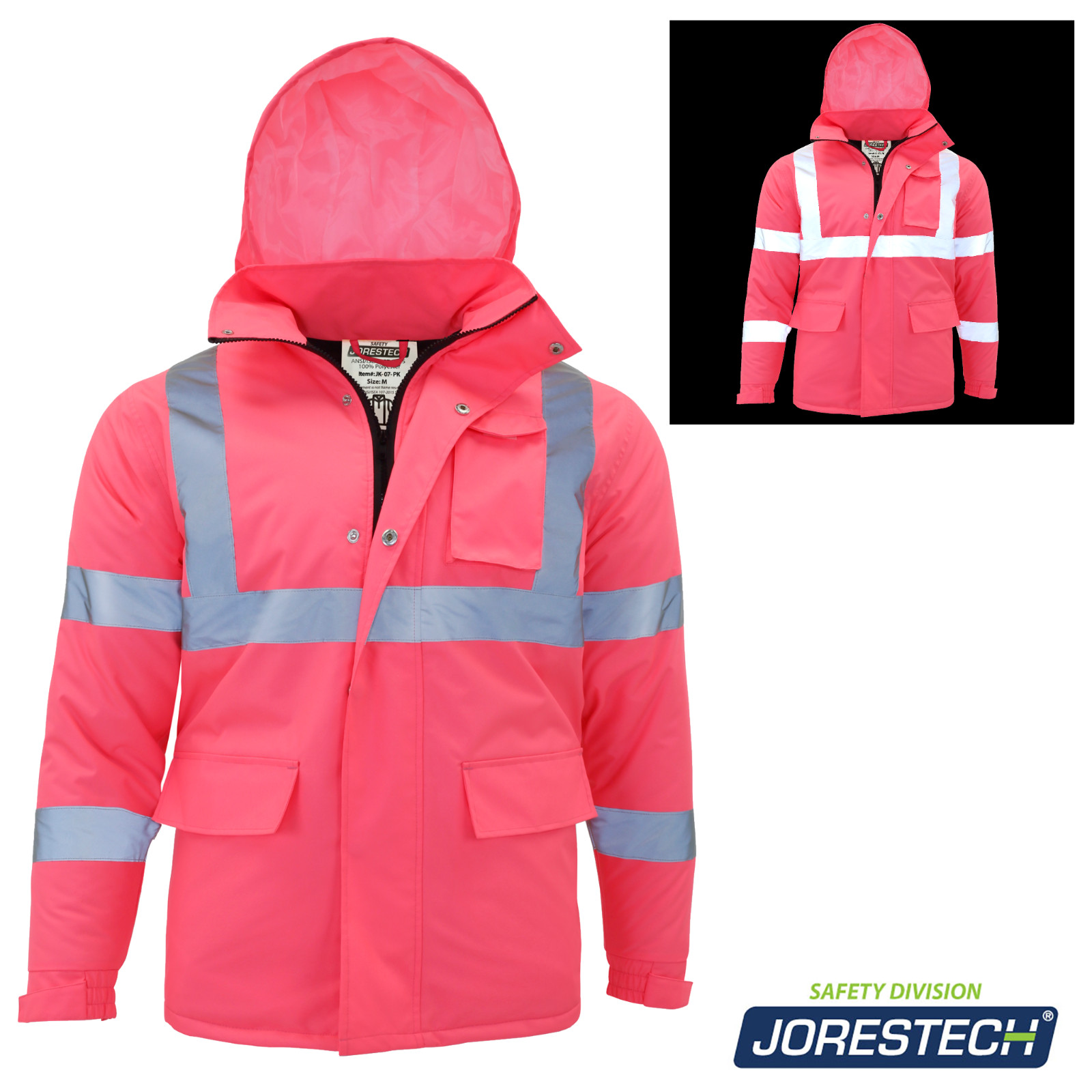Hi-Vis Pink Safety Jacket with Reflective Stripes insulated Jorestech