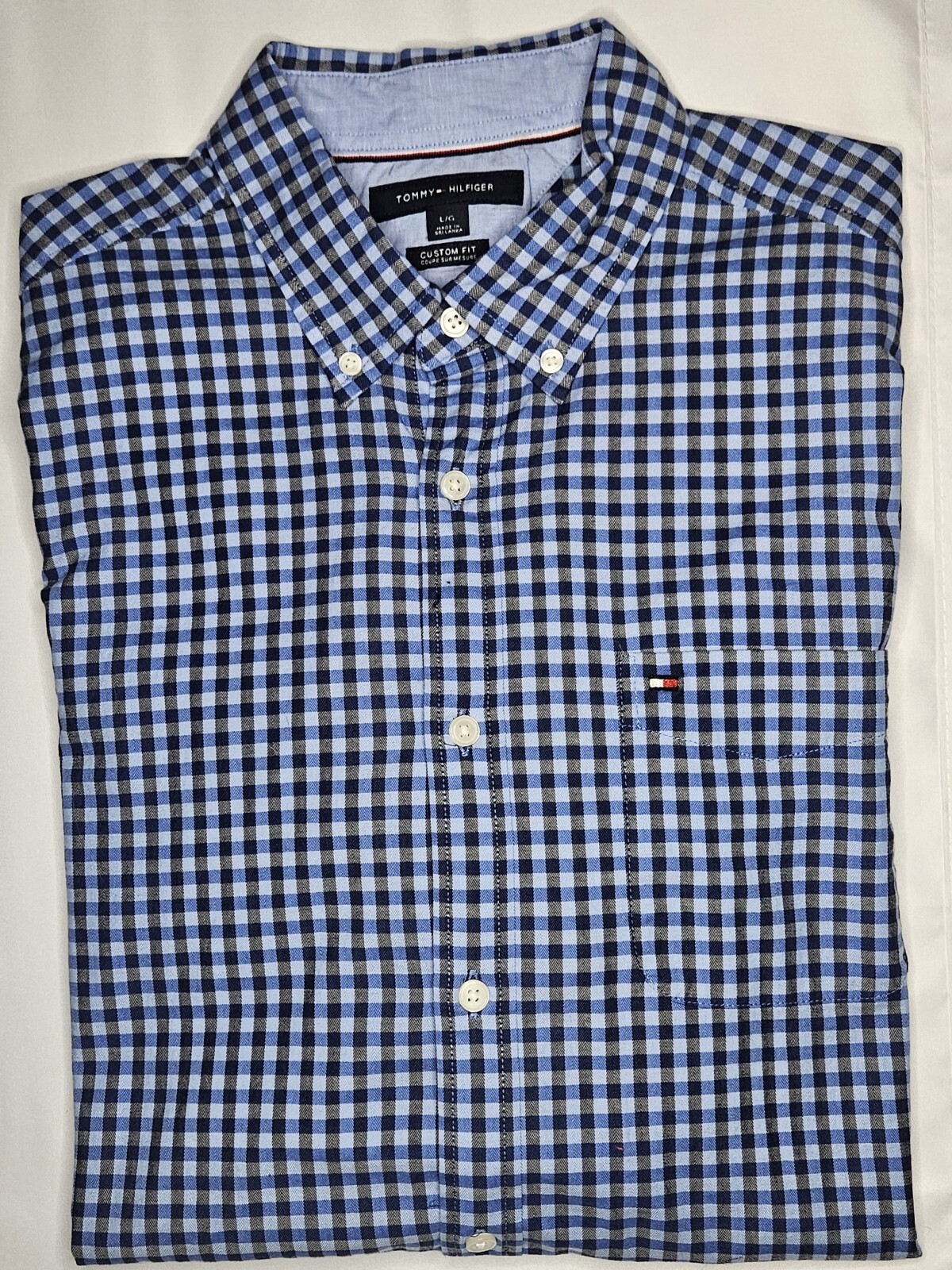 Mens Tommy Hilfiger Custom Fit Long Sleeve Plaid Button Up Shirt Size Large