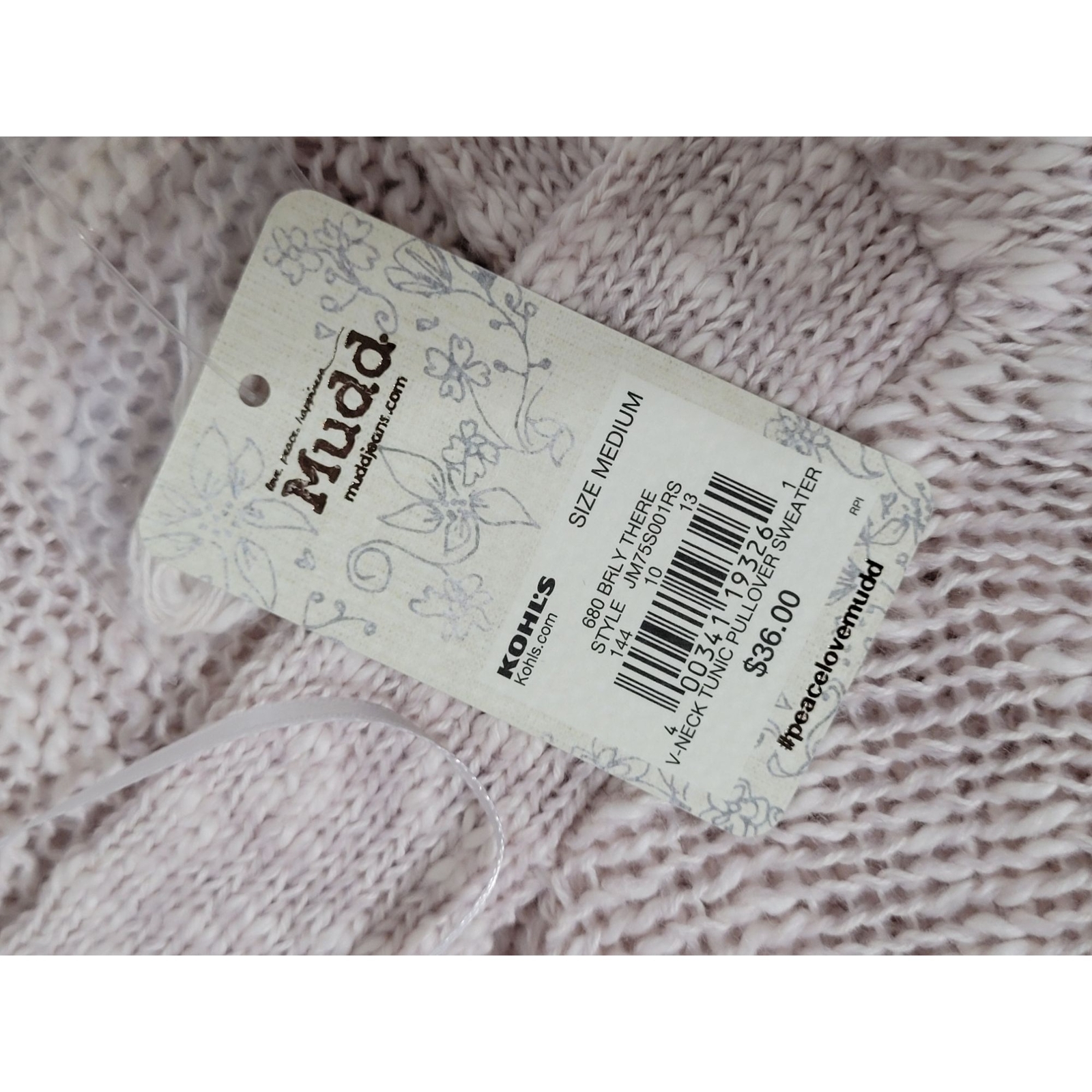 Mudd Womens Sweater Size Medium Pale Pink Pullover V Neck Cut Outs Open Knit NWT