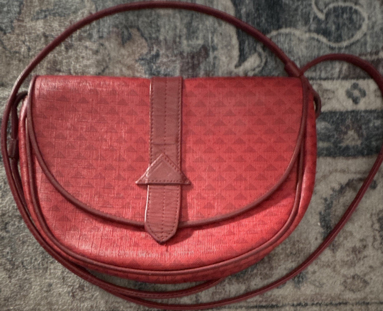Liz Claiborne Women’s Small Red Logo Half Moon Crossbody Snap closure