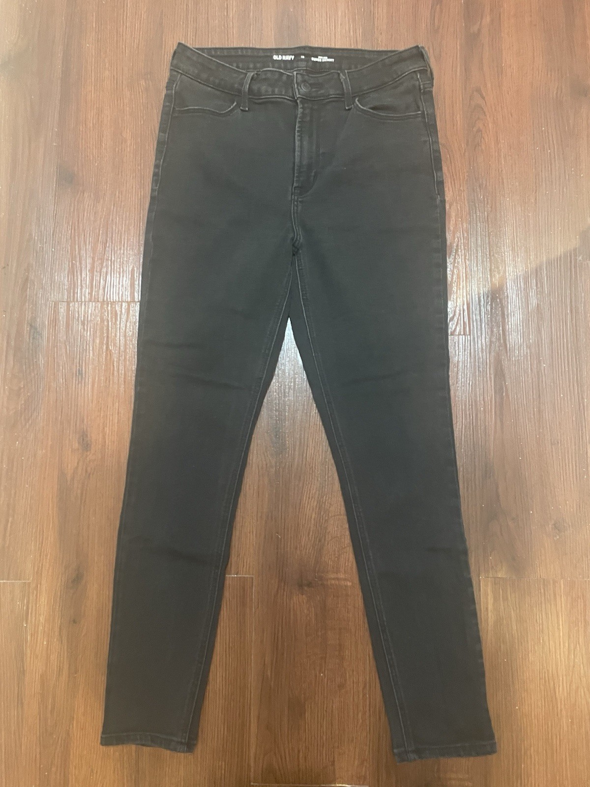 Old Navy Black Denim High-Rise Super Skinny Jeans 5-Pocket Button Women’s 10