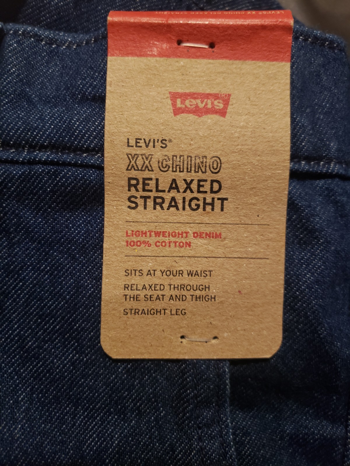 Levi’s XX Chino Relaxed Straight Leg Fit Men’s 100% Cotton Dark Blue Denim Jeans