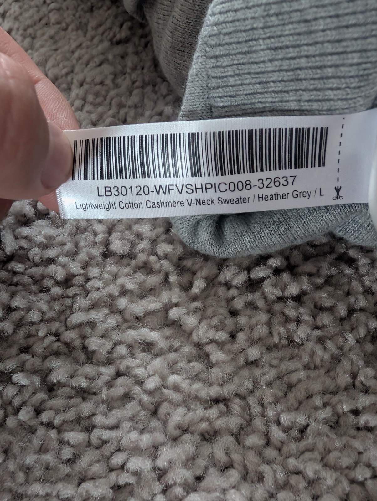 Quince Lightweight Cotton Cashmere V-Neck Sweater Womens Large Heather Gray NWT
