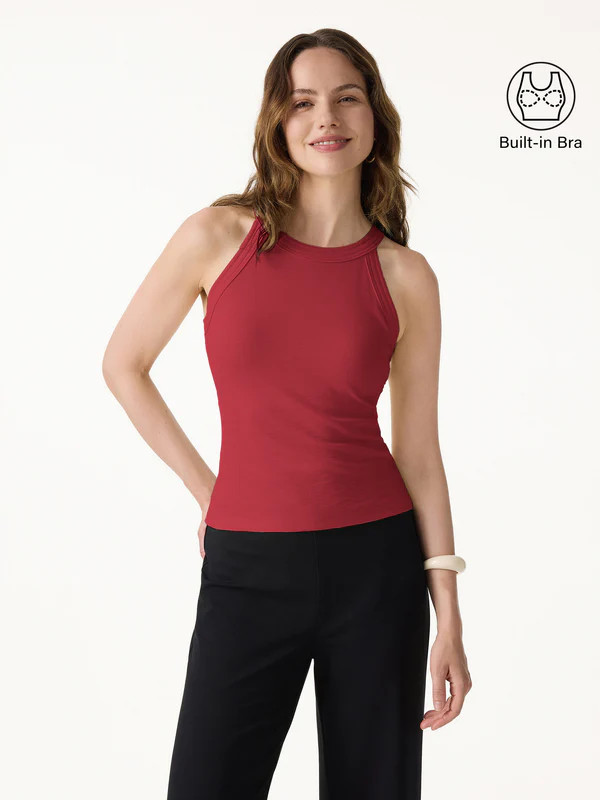 OGLmove Plantive Slub Textured Summer Bra Tank Top