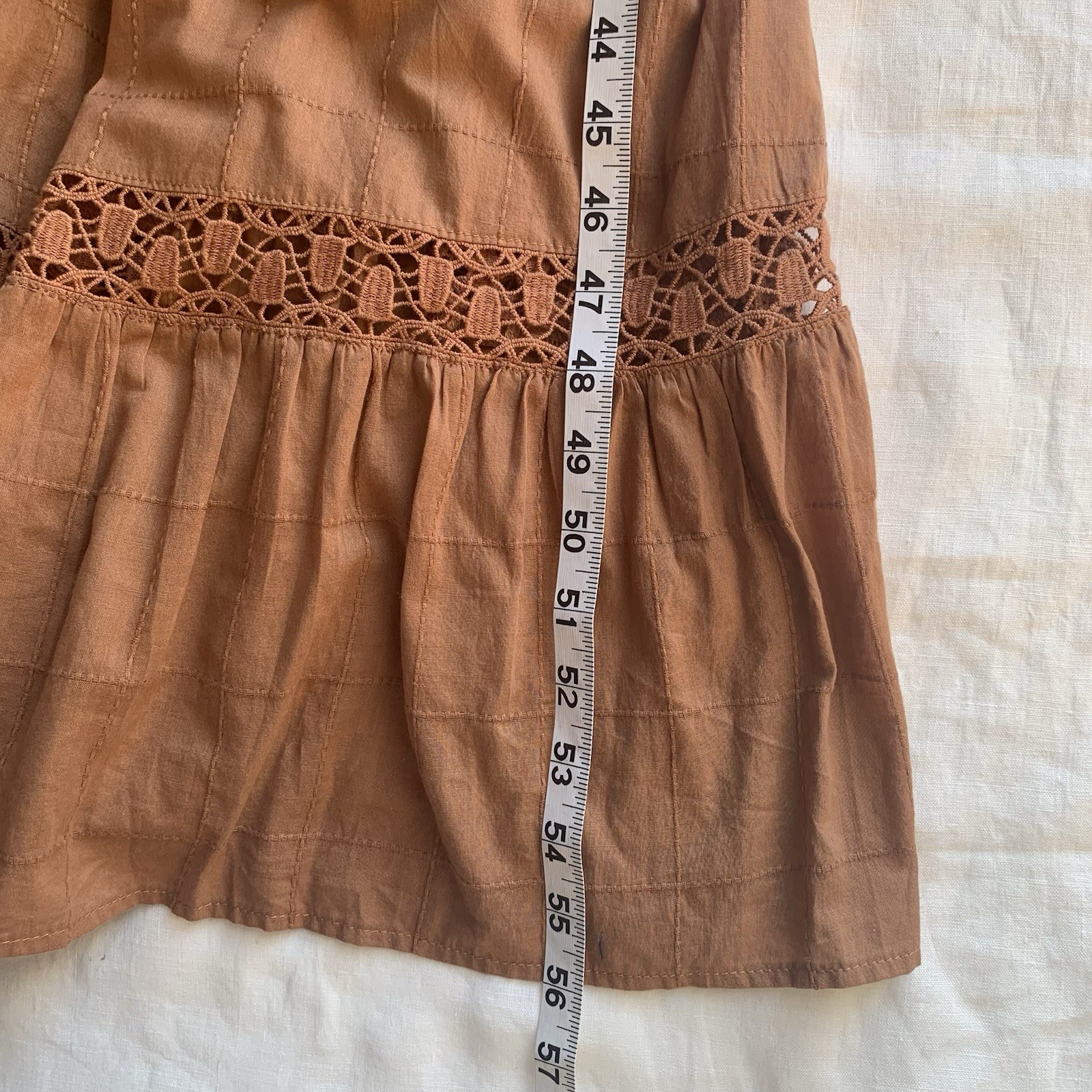 Torrid NWT Terracotta Brown Cotton Maxi Dress 12T Tall Boho Crochet Lace Pockets