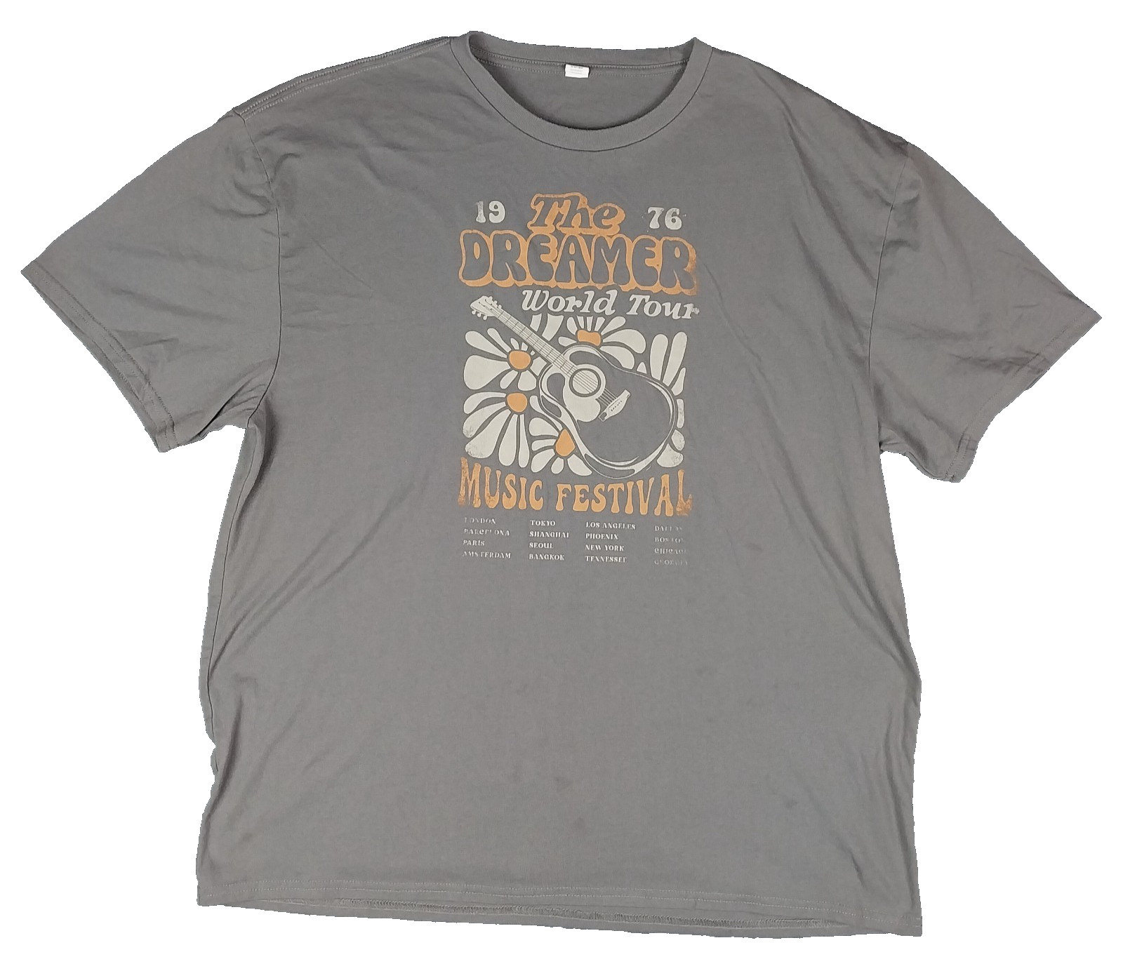 Music Festival T Shirt XXL Gray The Dreamer World Tour 1976 Graphic Hippie