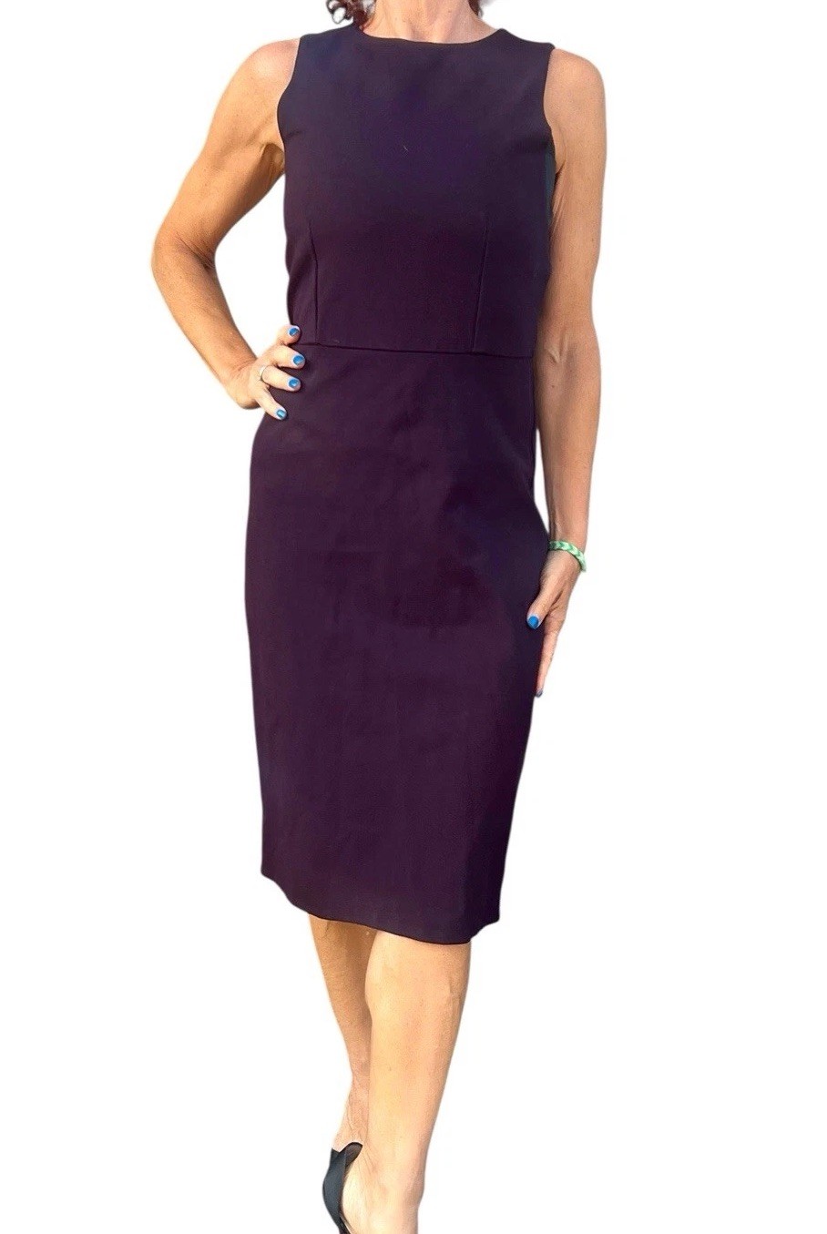 Sportmax Max Mara Sheath Dress Raisin Deep Purple Stretchy Career Wear To Work 6