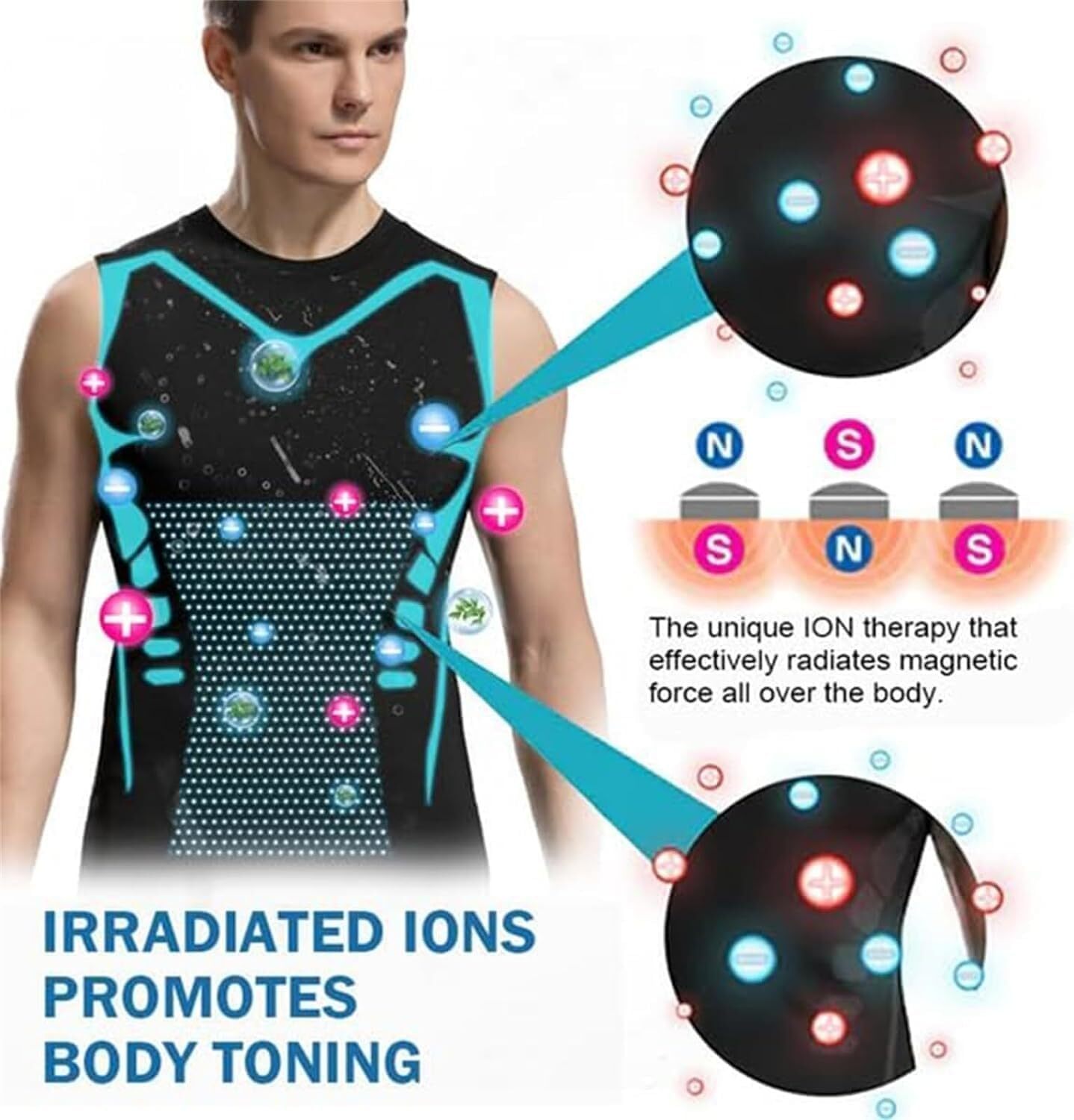 Men Compression Shirt Version Ionic Shaping Sleeveless Vest Sport Tank Top S-2XL