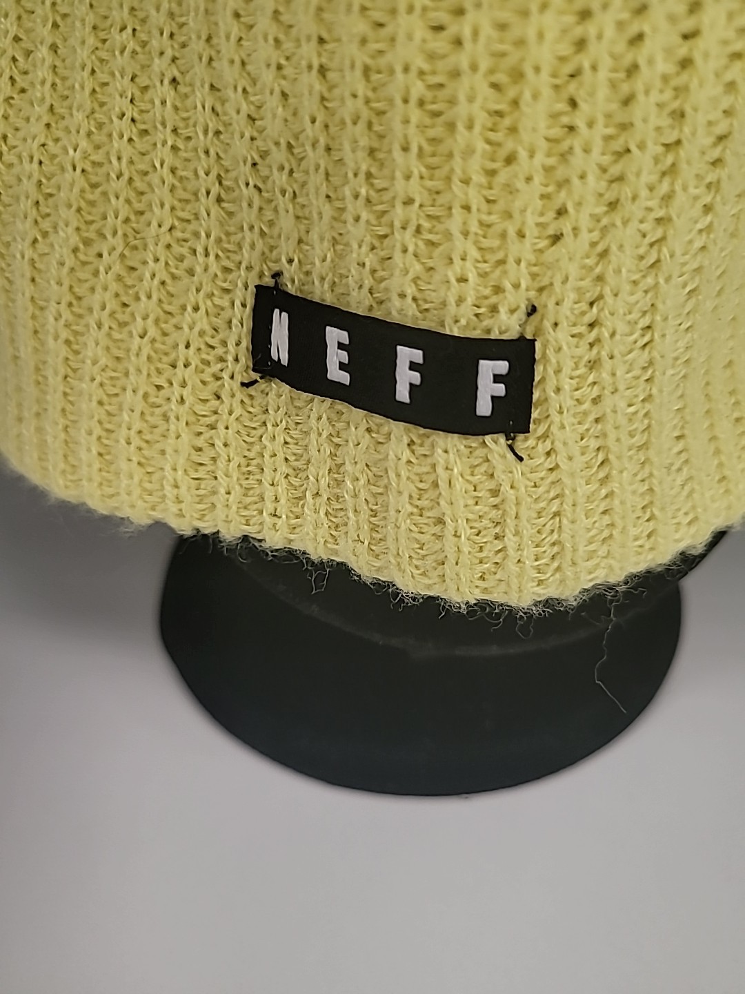 Neff Neon Yellow Beanie Hat Knit Cap OS No Cuff Winter Wear