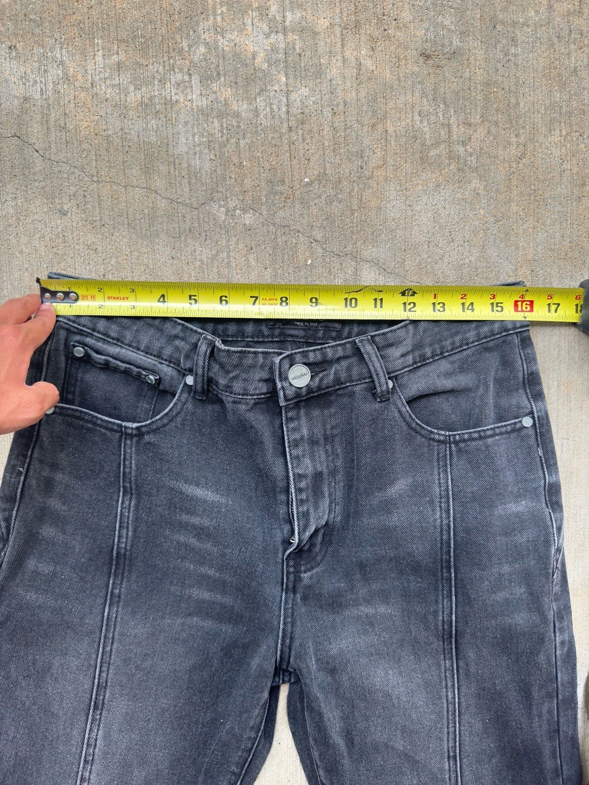 Elusive Men’s BlackCharcoal Denim 100% Cotton Wash Flared Jeans Corkscrew Stitch