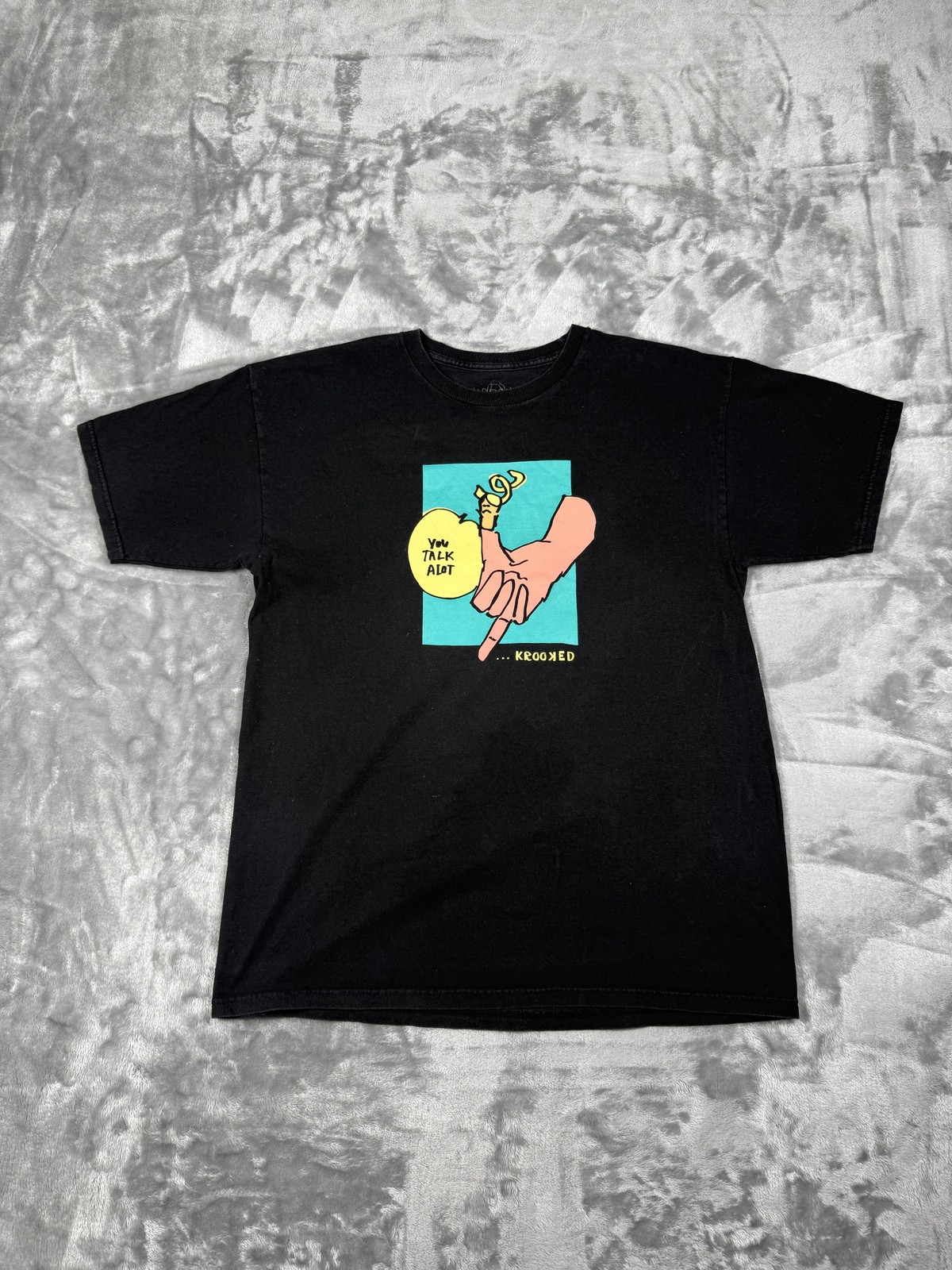 Krooked Shirt Mens Large Black You Talk Alot Funny Graphic Skateboarding Tee