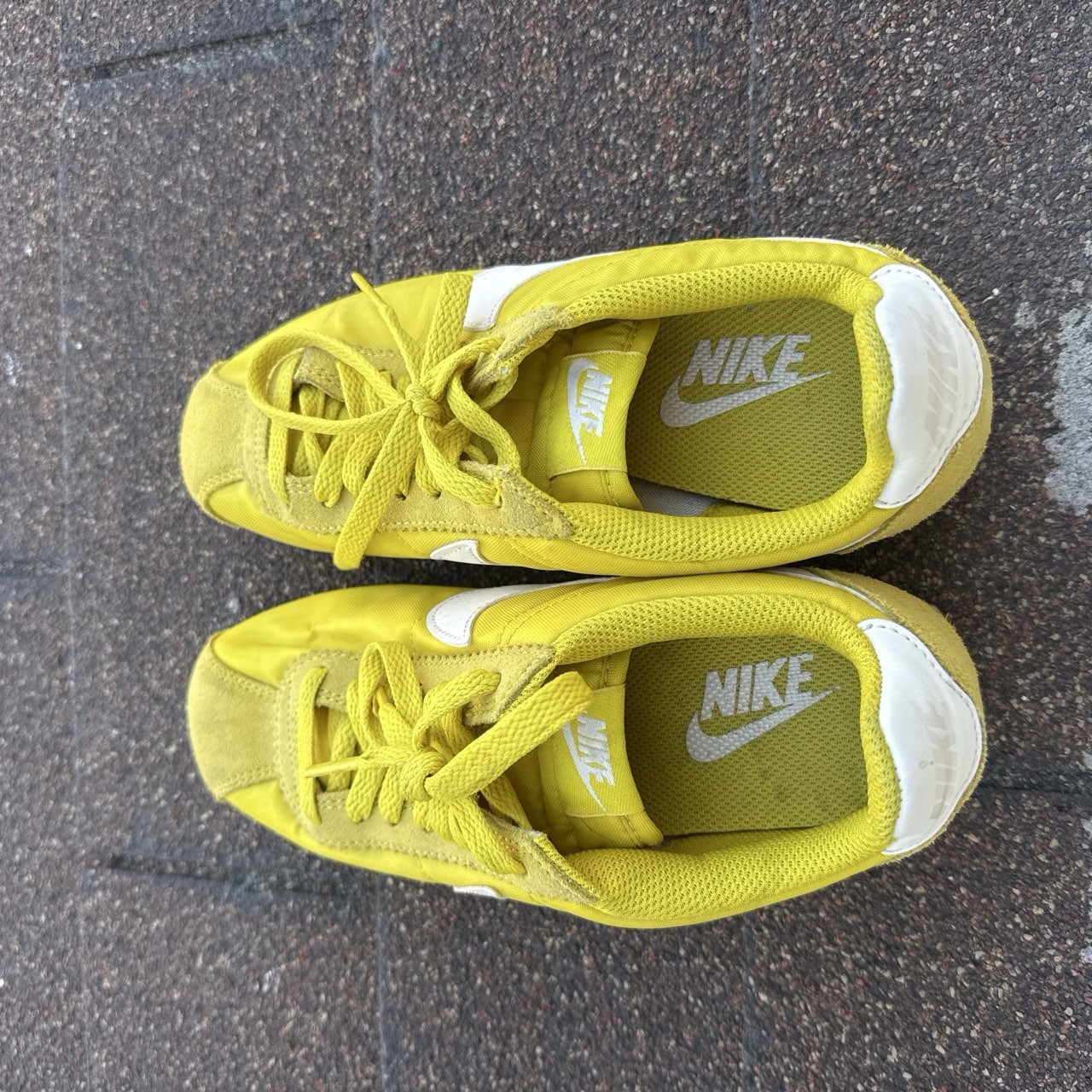 Nike Cortez Yellow/White Low Top Lace-Up Nylon Sneaker Rubber Sole Unisex