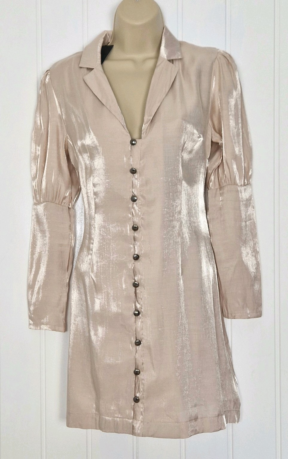 Nasty Gal Champagne Shimmer Blazer Shirt Dress Size 4/6 Mini