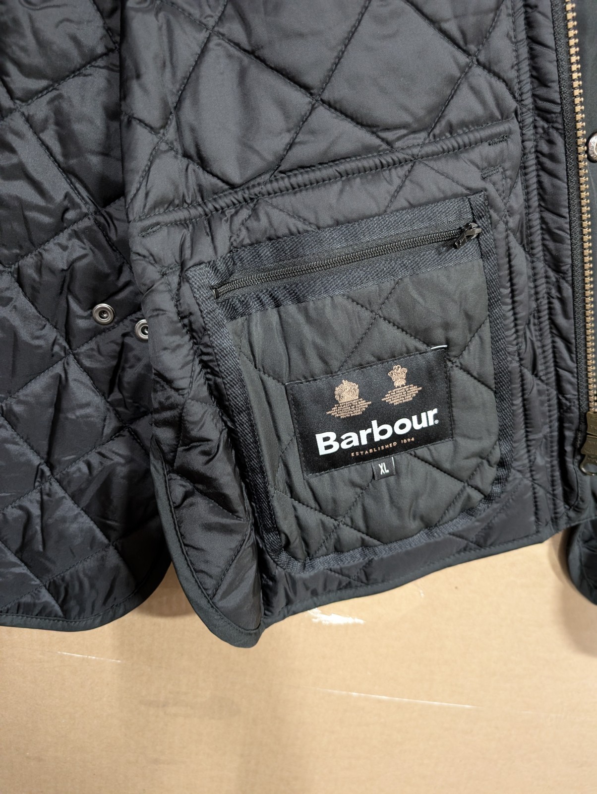 Barbour Men’s Black Lowerdale Quilted Gilet Full Zip Vest Sz XL