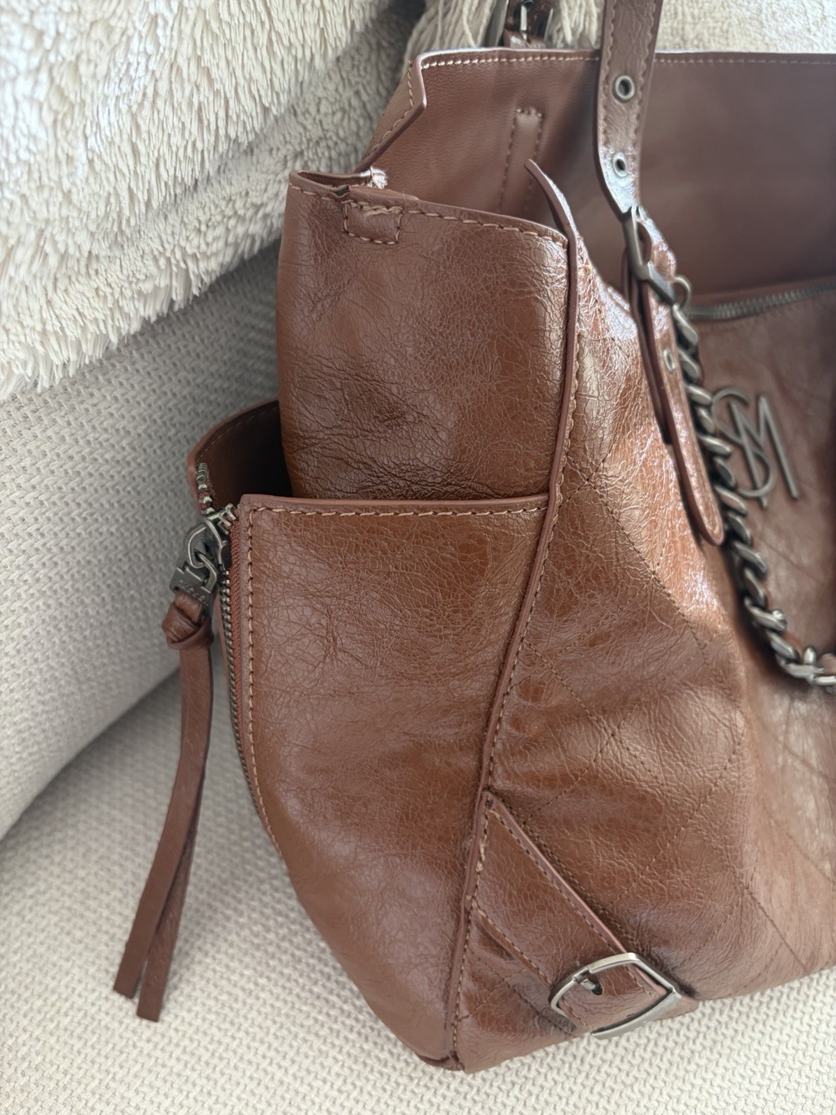 Steve Madden Brown Large Distressed Vegan leather Bag