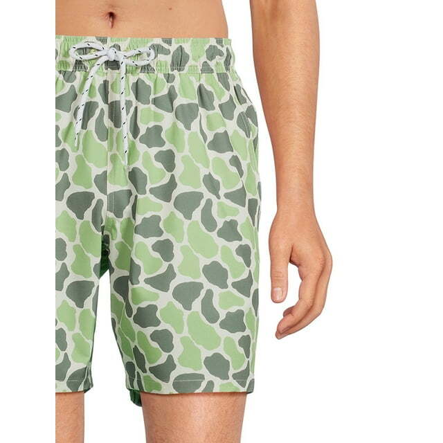 George Men’s Green Artichoke 8″ Above The Knee Stretch Swim Trunks Shorts: 2XL