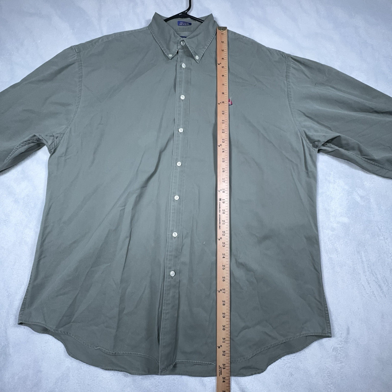 Norsport Button Down Shirt Men’s XL Tall Long Sleeve Cotton Green Nautical Logo