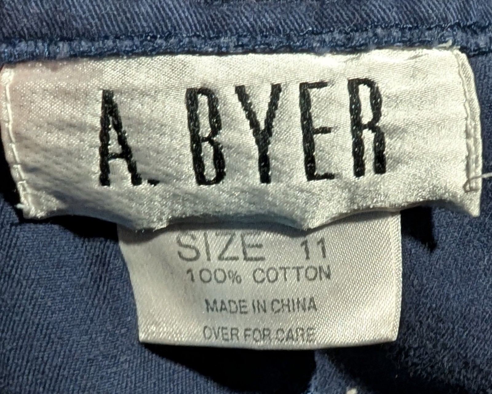 A. BYER Women’s / Juniors Overall Style Mini Dress Navy Blue Metal Buttons Sz 11
