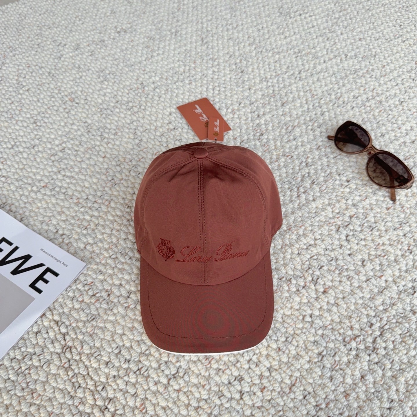 Loro Piana Rust Brown Baseball Cap Embroidered Logo Lightweight Outdoor Sports