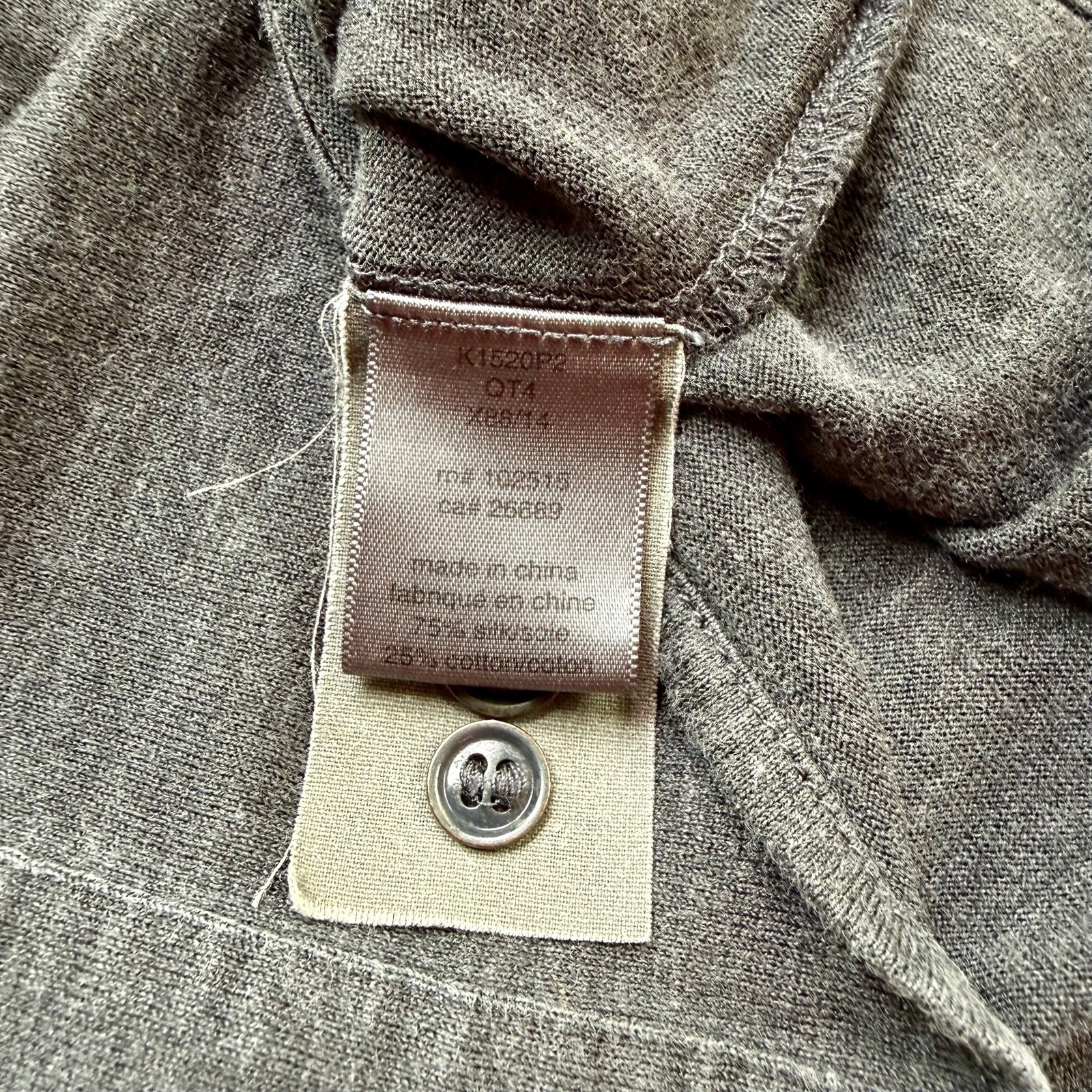 John Varvatos Gray Knit Button Front Shirt Mens Medium Grunge Minimalist